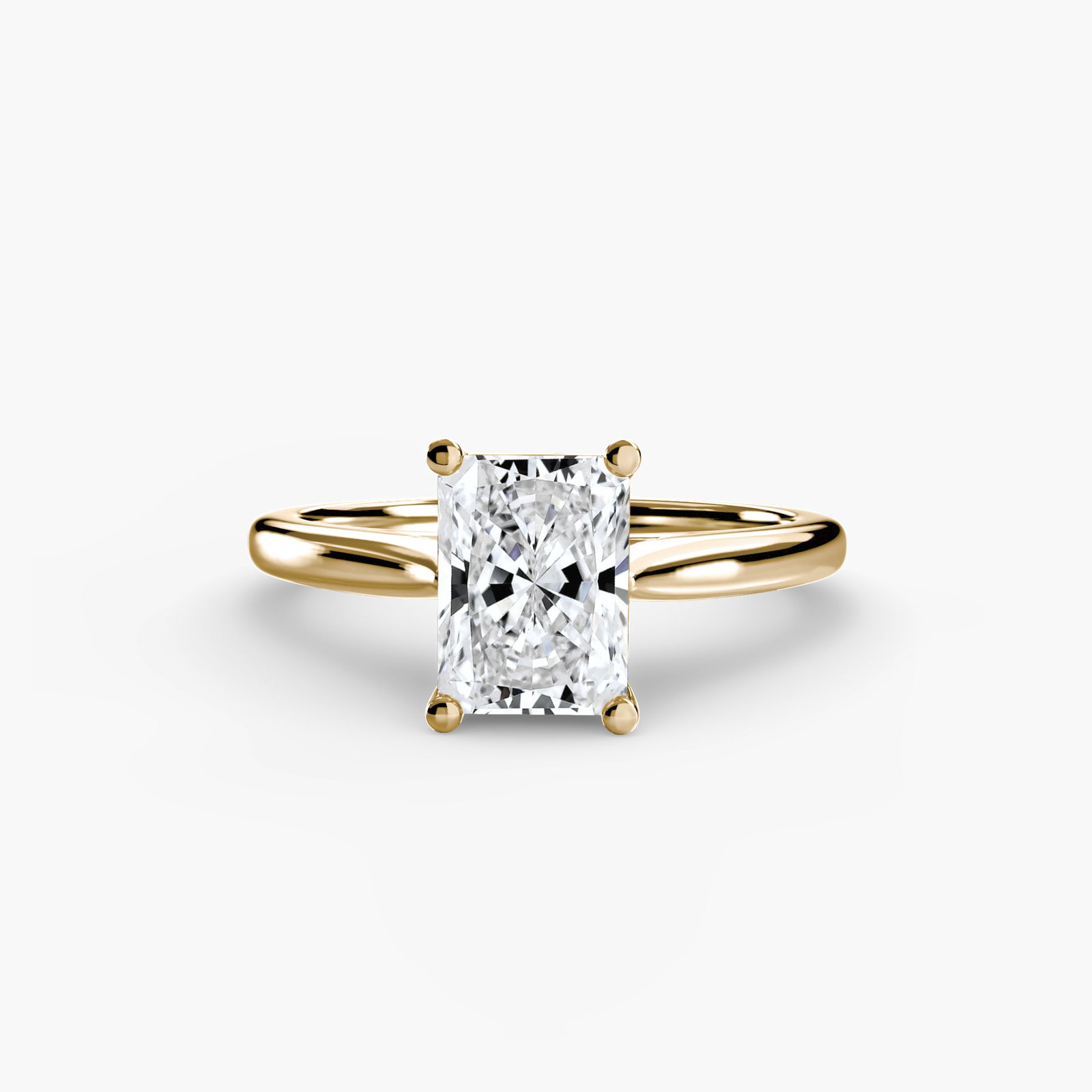 Solitaire Radiant 18Kt Yellow Gold Ring Setting - 2