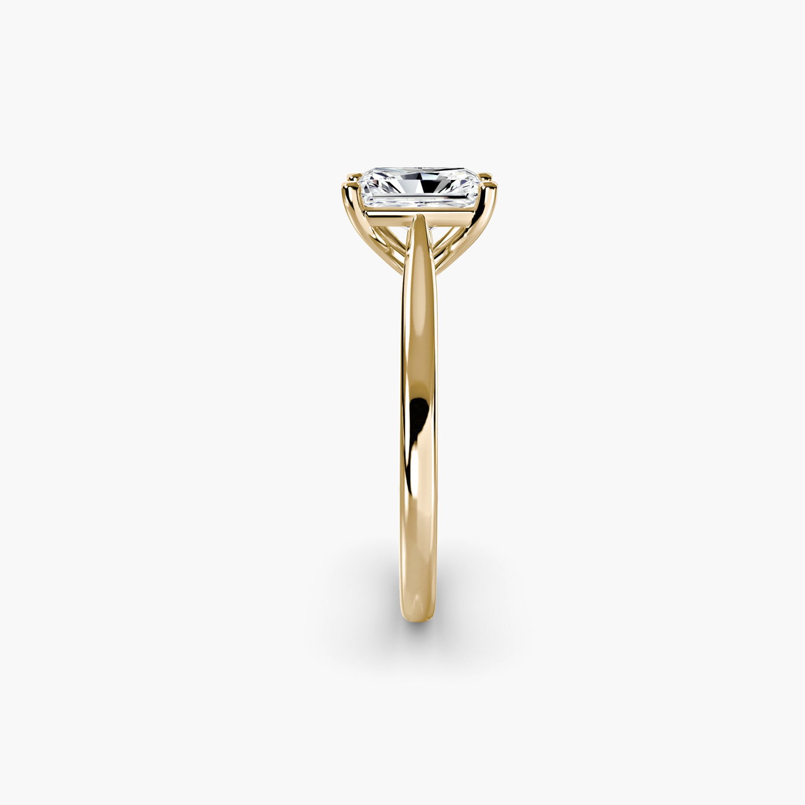 Solitaire Radiant 18Kt Yellow Gold Ring Setting - 3