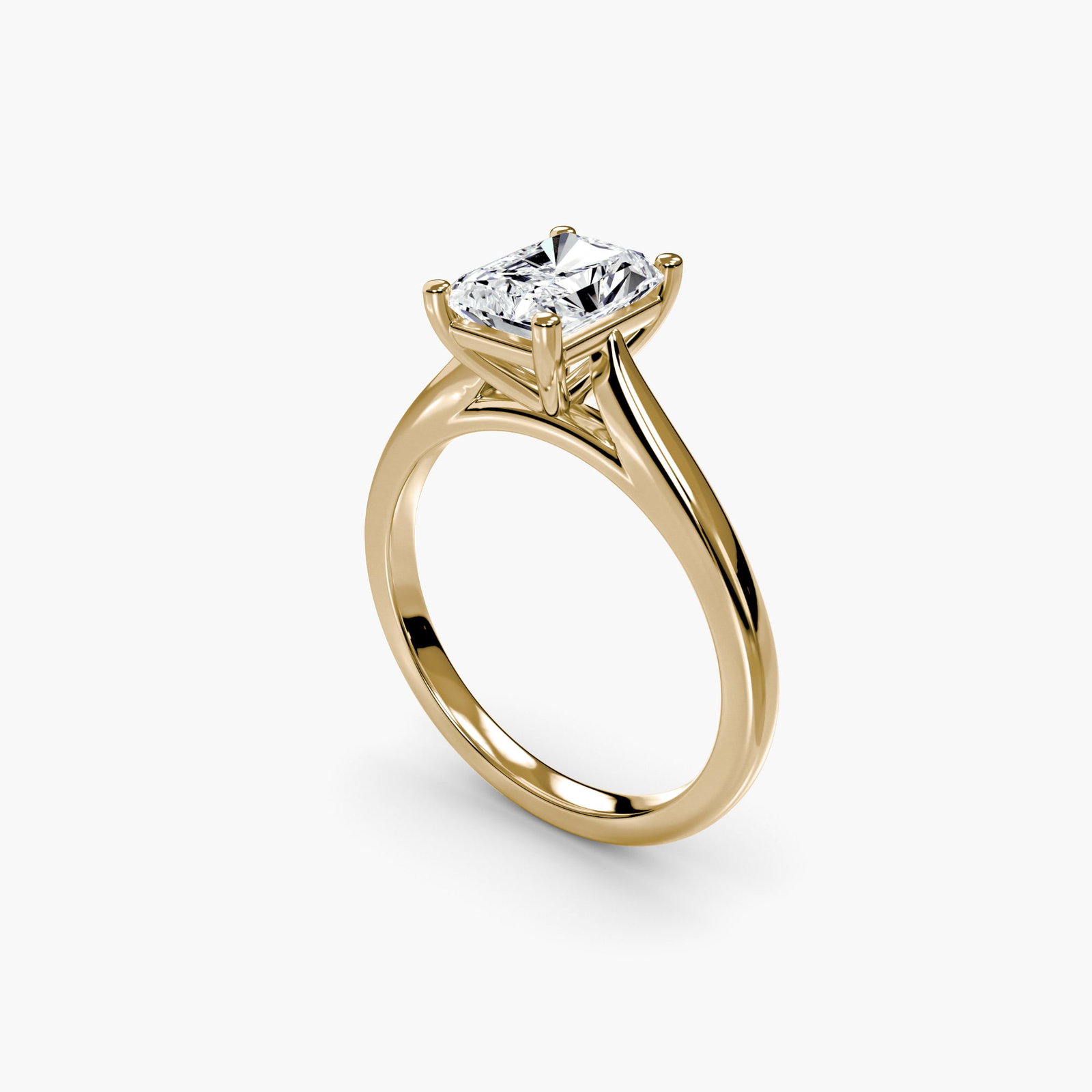 Solitaire Radiant 18Kt Yellow Gold Ring Setting - 5
