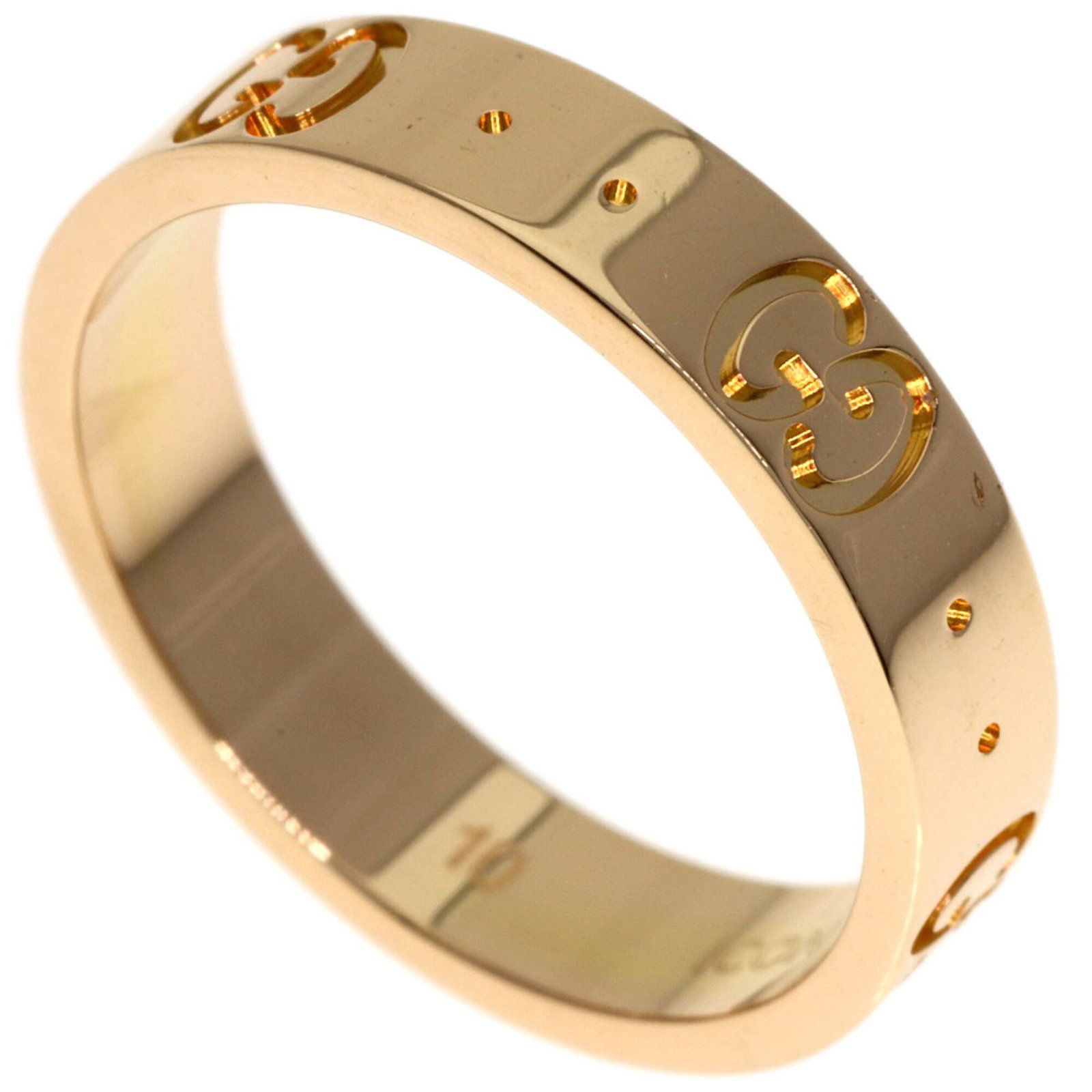 Gucci Band Ring Pink Gold (18K): Gucci Band Ring Pink Gold (18K) Pink gold (18K) band ring from Gucci, available in US size 5.5 and JP size 10. This elegant ring features a signature from the artist, adding a touch of personality to