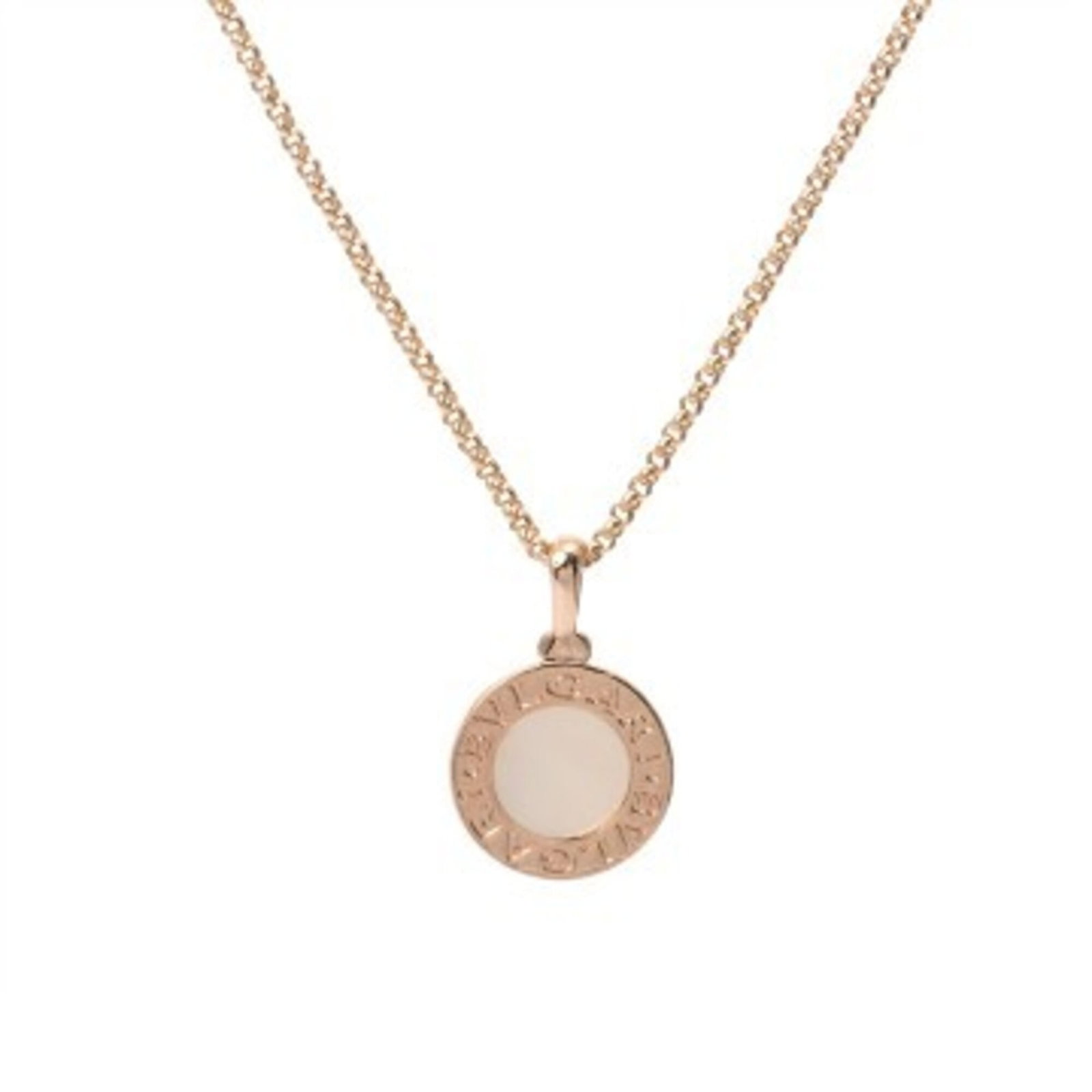 Bvlgari Bulgari White Shell Women'S 18K Pink Gold Pg Necklace A Rank Ginzo: Bvlgari Bulgari White Shell Women'S 18K Pink Gold Pg Necklace A Rank Ginzo Pink gold (18K) shell pendant on an 18K pink gold chain, measuring 15mm x 9mm. This Bvlgari Bulgari White Shell Women's