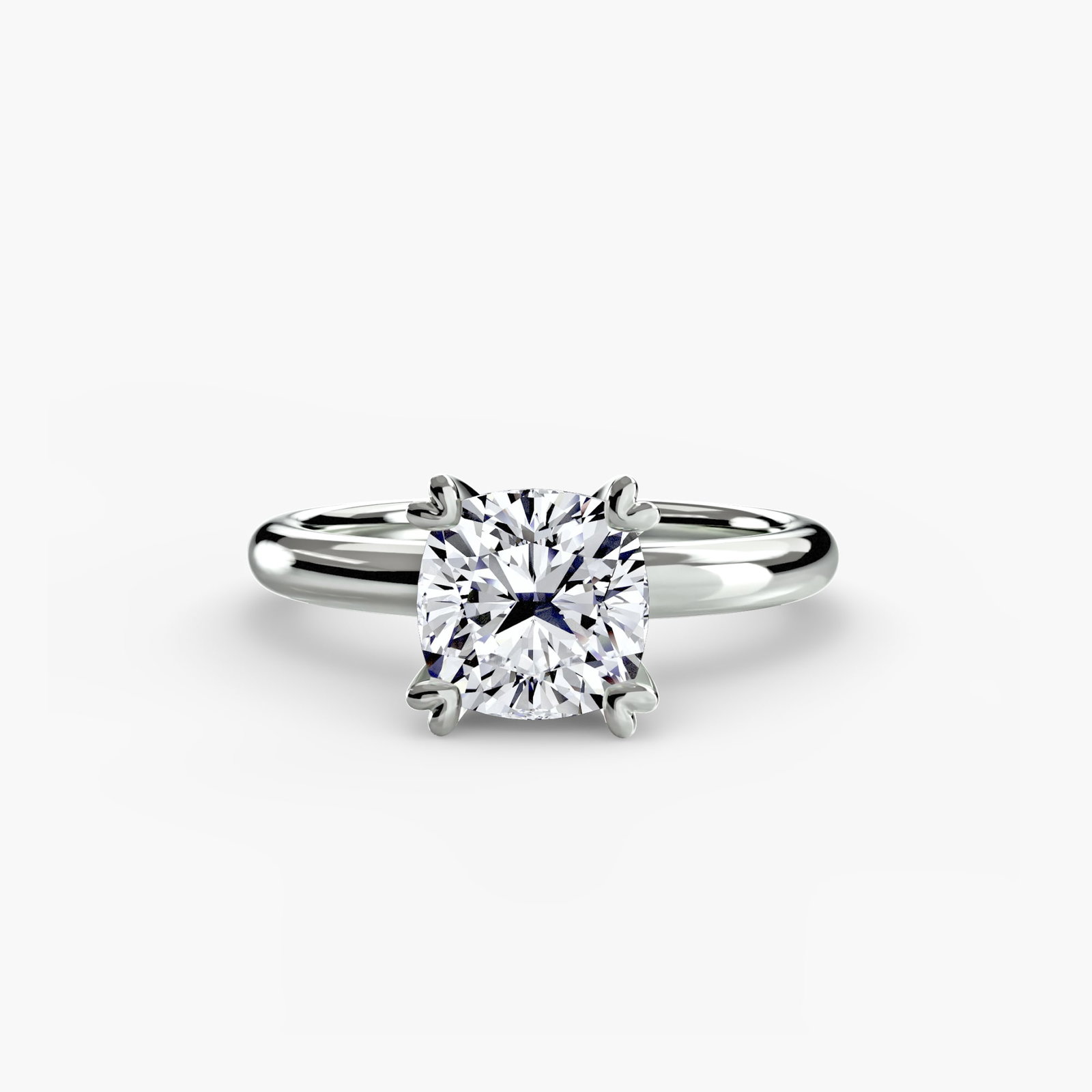 Solitaire Cushion 18Kt White Gold Ring Setting - 2