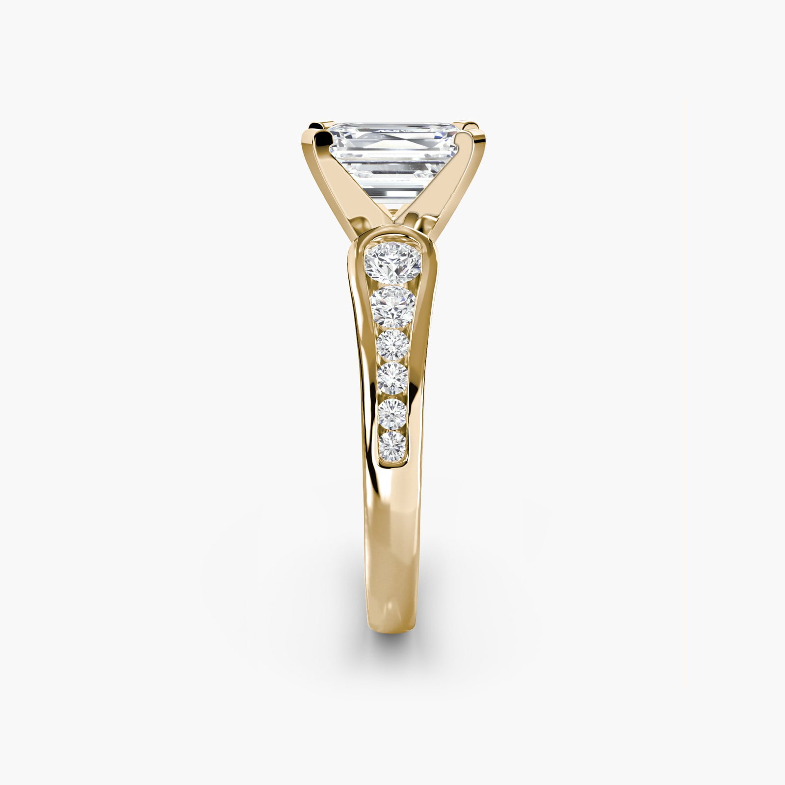 Pave Emerald 14Kt Yellow Gold Ring Setting - 3