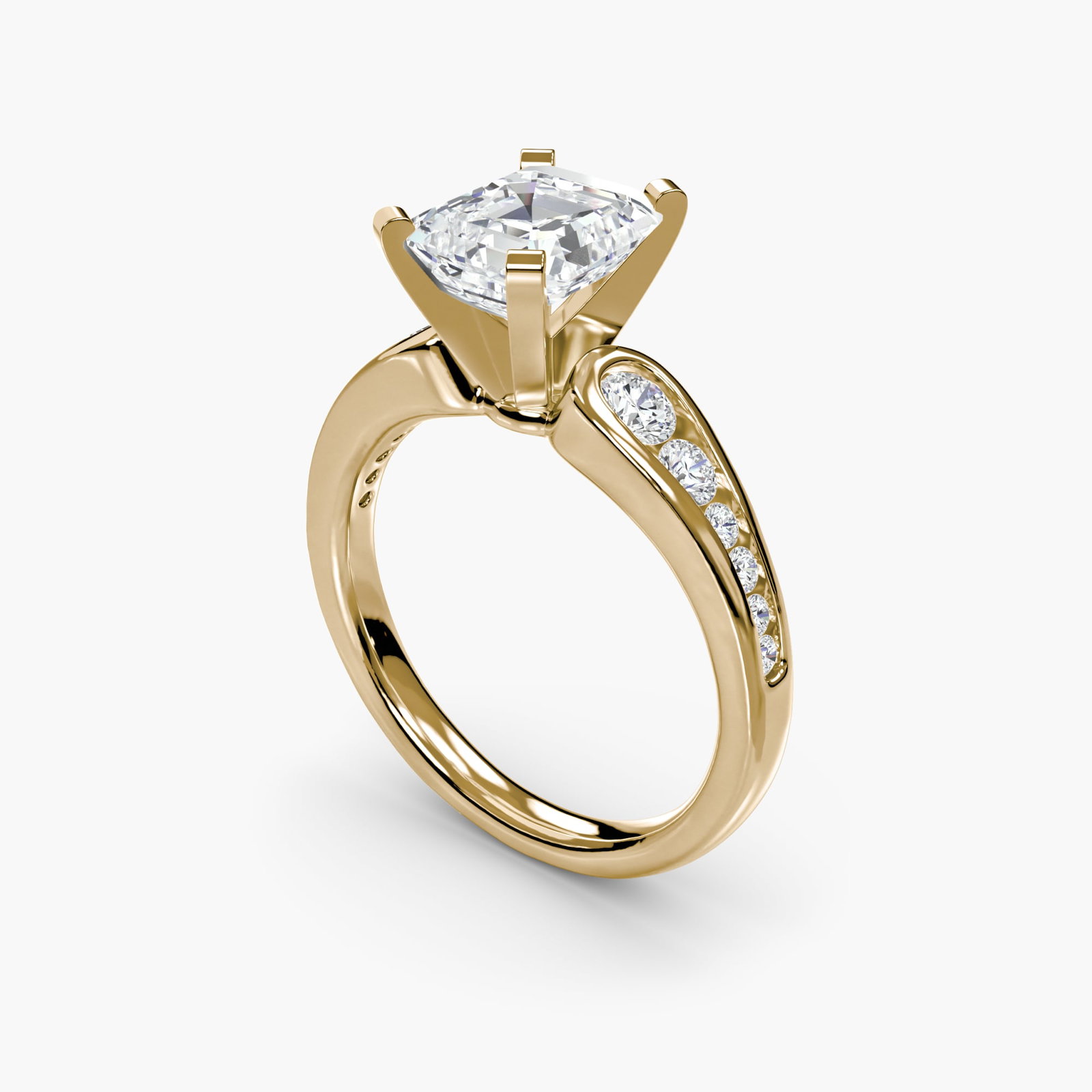 Pave Emerald 14Kt Yellow Gold Ring Setting - 5
