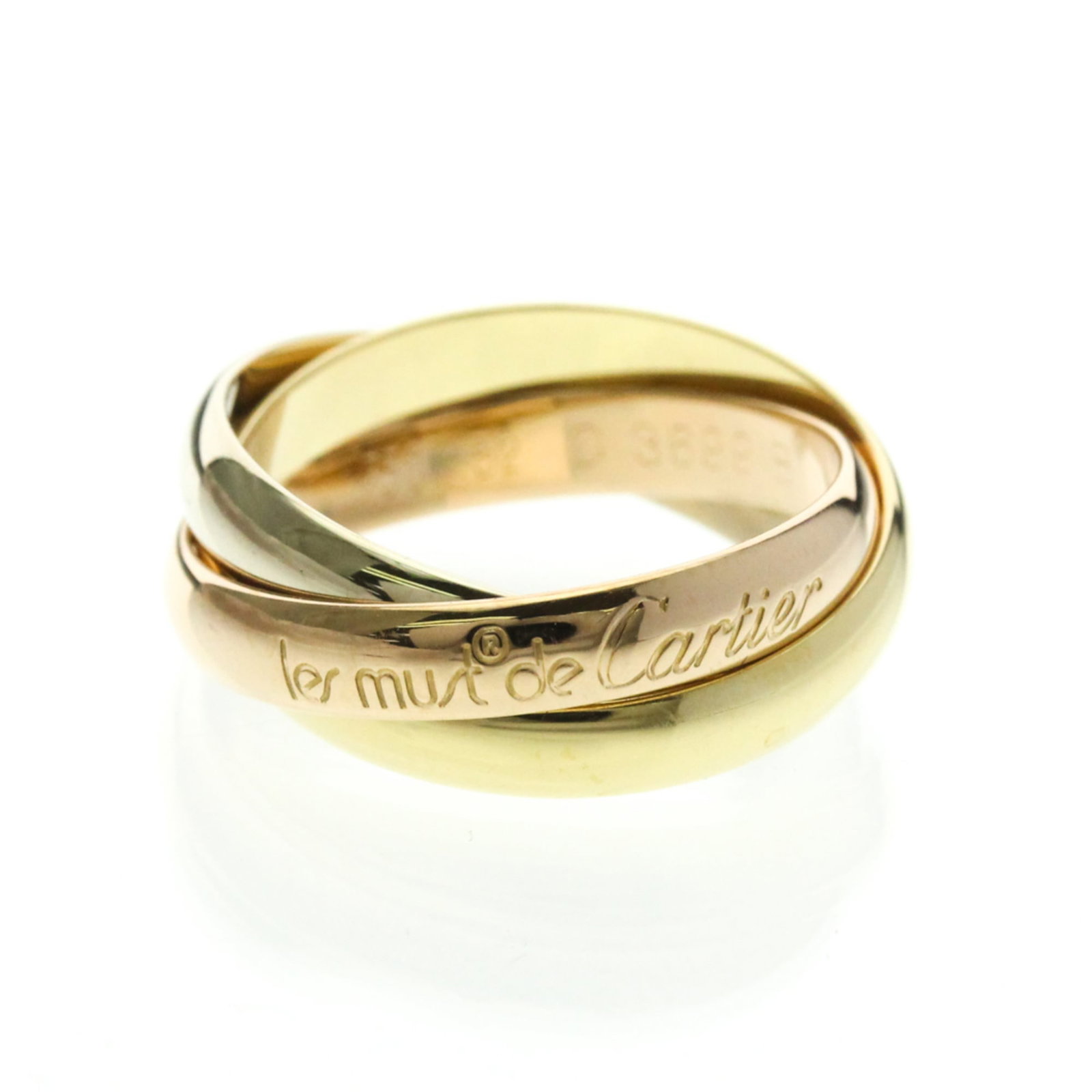 Cartier Band Ring Pink Gold (18K) White Gold (18K) Yellow Gold (18K): Cartier Band Ring Pink Gold (18K) White Gold (18K) Yellow Gold (18K) Cartier's iconic Trinity band ring boasts a stunning combination of pink gold, white gold, and yellow gold in an elegant 18K metal 