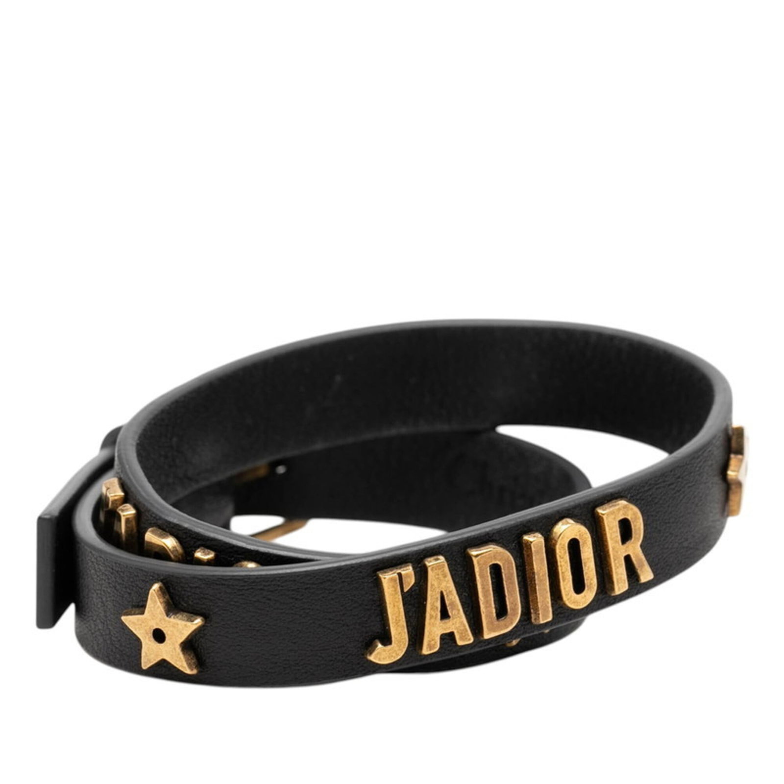 Christian Dior Charm Bracelet Gold Plating Leather: Christian Dior Charm Bracelet Gold Plating Leather Gold plating and sleek leather come together in a chic Christian Dior charm bracelet, finished with a total length of 38cm. The black and gold color