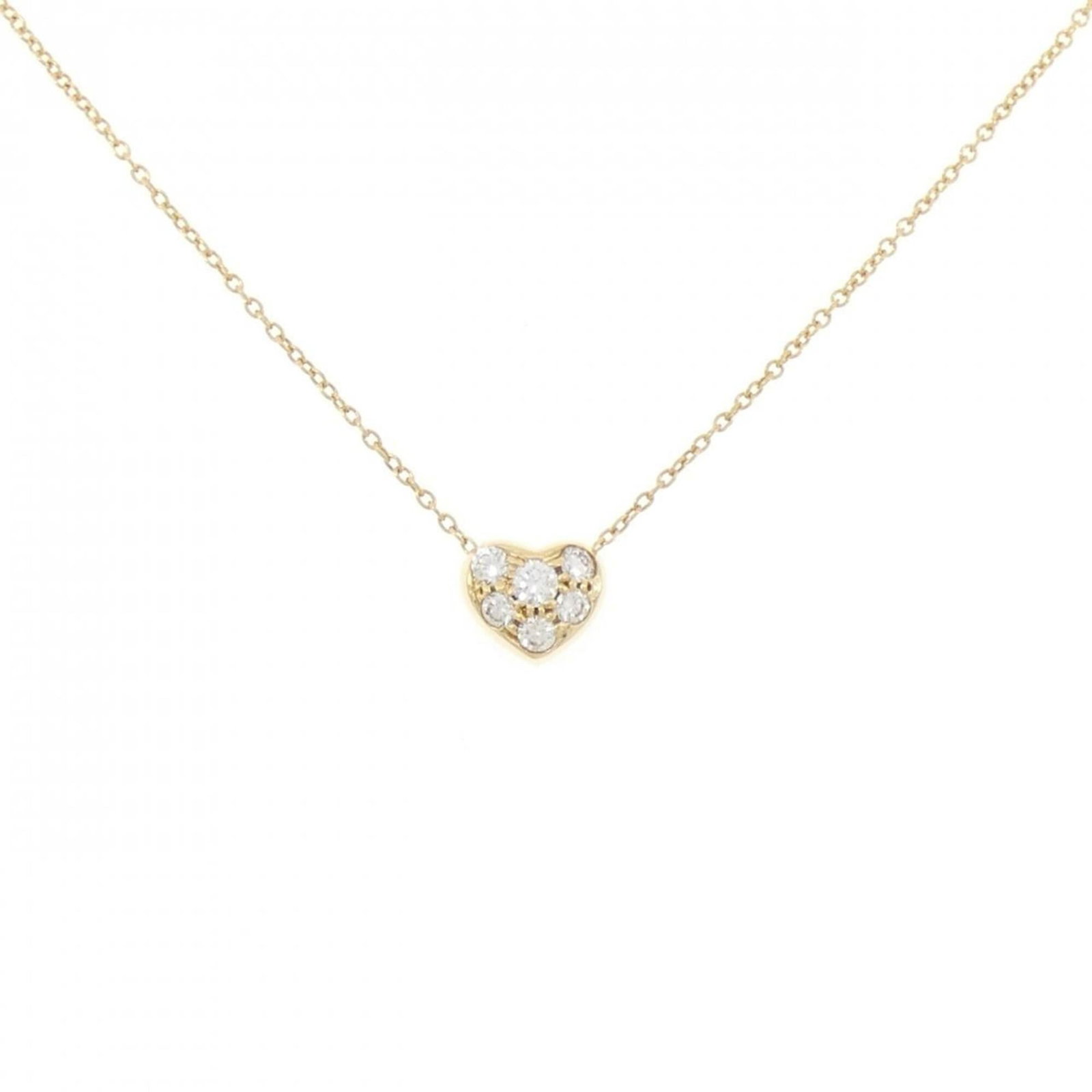 Tiffany Pave Heart Necklace: Tiffany Pave Heart Necklace Yellow gold (18K) Tiffany Pave Heart Necklace features a diamond pendant suspended from a chain with a circumference of 39 cm. The necklace measures 7.3mm x 8.5mm and is