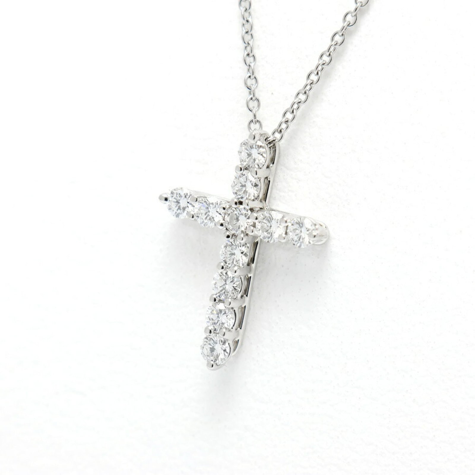 Tiffany & Co. Small Cross Pendant Necklace With Diamond Pt950 Platinum 41.5 Cm (1 of 8)