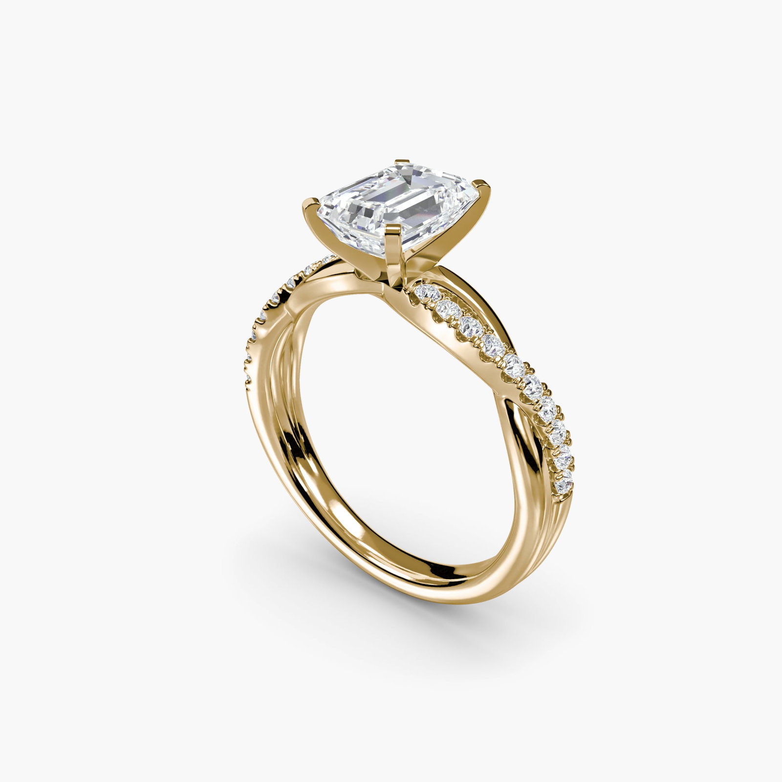Pave Emerald 14Kt Yellow Gold Ring Setting: Pave Emerald 14Kt Yellow Gold Ring Setting Pave Emerald setting in 14Kt Yellow Gold, featuring 20 side stones totaling 0.19 carats, with a band width of 2.4mm and a new condition metal weight of 3.44