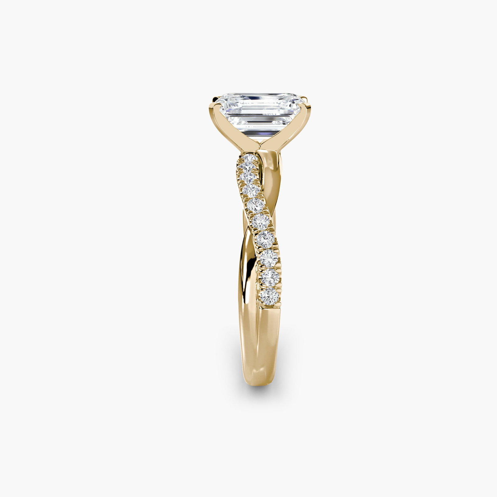 Pave Emerald 14Kt Yellow Gold Ring Setting - 3