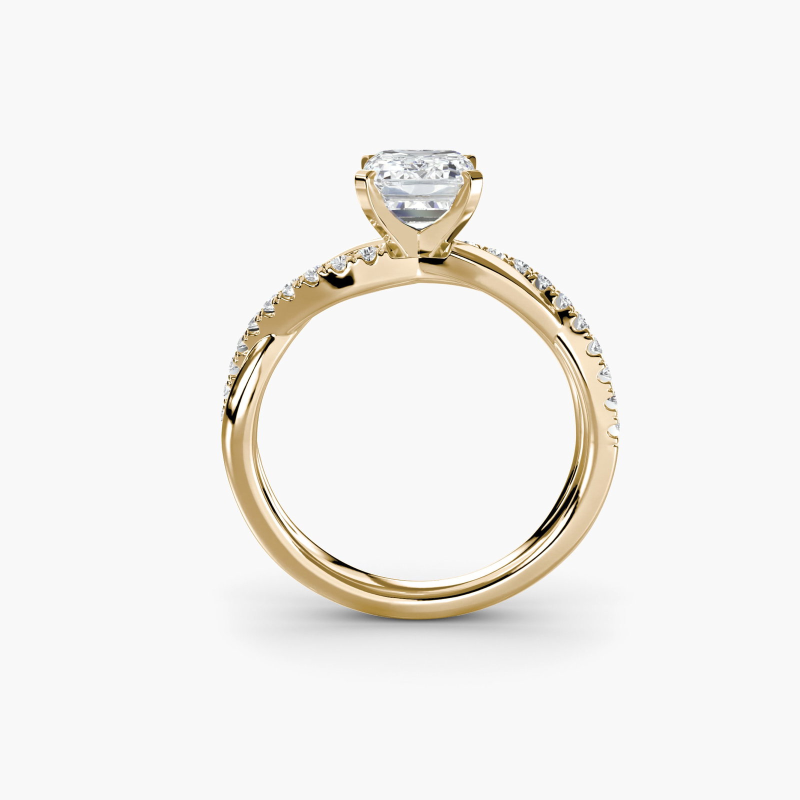 Pave Emerald 14Kt Yellow Gold Ring Setting - 5