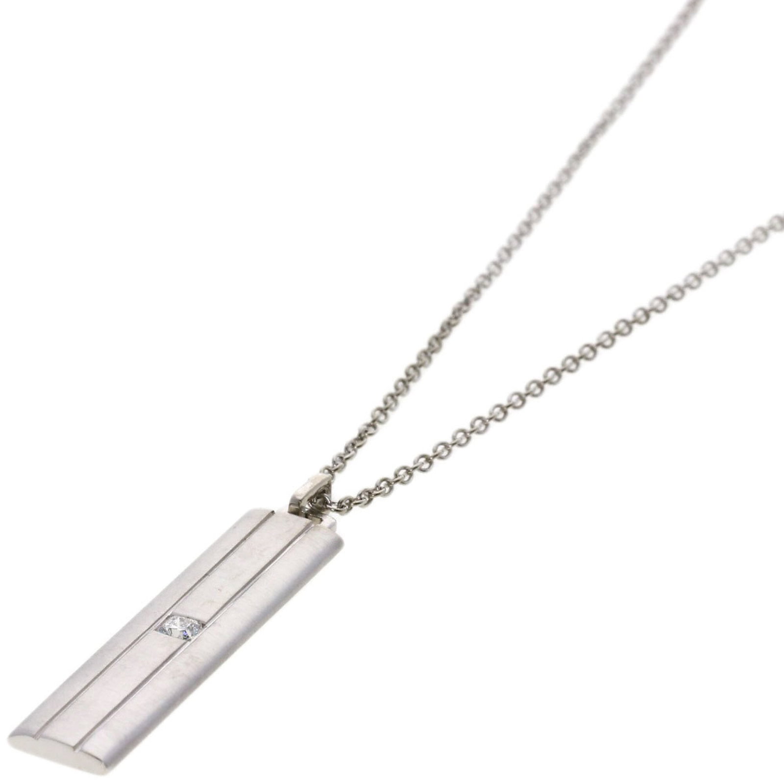 Diamond necklace in 18K white gold for women by Tiffany & Co: Diamond necklace in 18K white gold for women by Tiffany & Co 18K white gold and diamonds come together in this elegant Tiffany & Co necklace, featuring a 37.8mm x 8.2mm diamond pendant suspended from 
