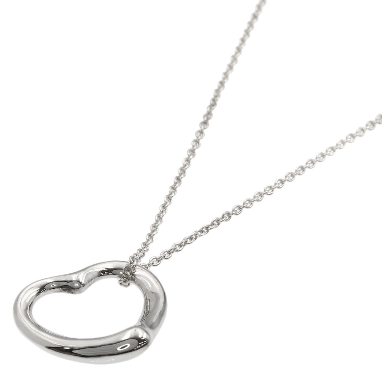Women's Open Heart Necklace Silver By Tiffany: Women's Open Heart Necklace Silver By Tiffany Silver Open Heart Necklace by Tiffany boasts a sleek design with a 20.5mm x 22.2mm pendant, suspended from a chain that fits comfortably around a neck cir