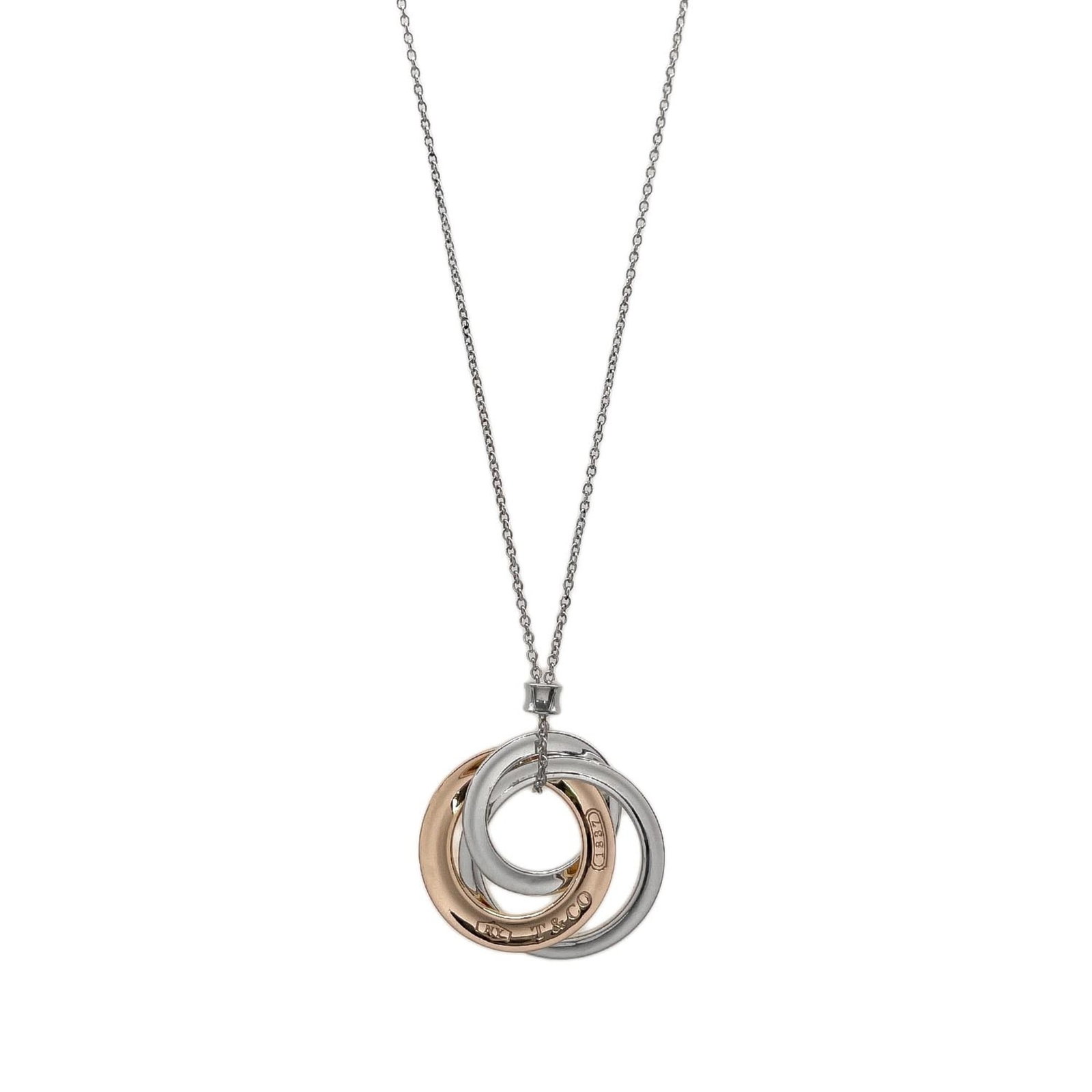Silver Sv925 Metal Tiffany Women's Interlocking Circle Necklace: Silver Sv925 Metal Tiffany Women's Interlocking Circle Necklace Silver Sv925 Metal Tiffany Women's Interlocking Circle Necklace features a striking design with an interlocking circle pendant made