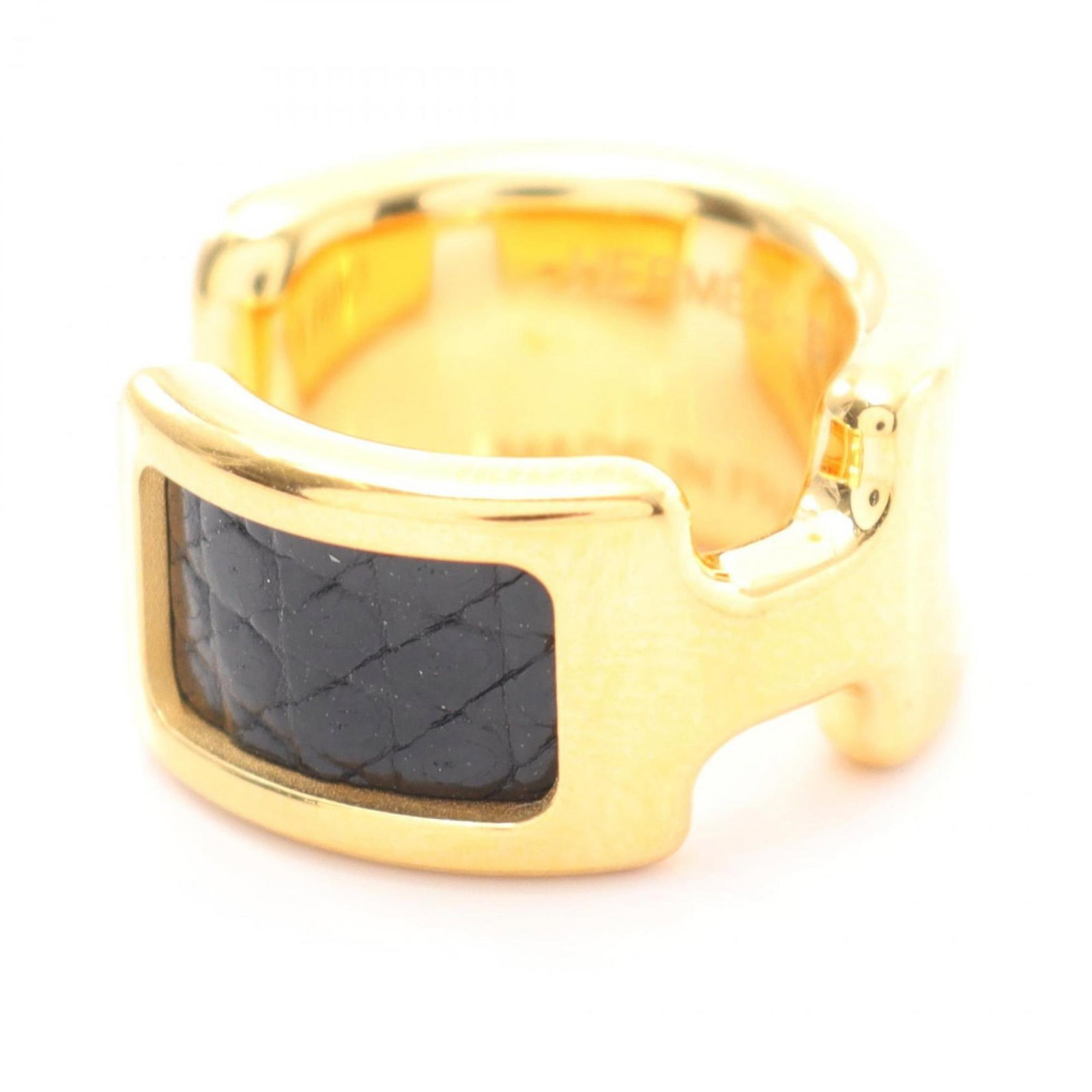 Hermes Earcuff Epsom Leather Gold Plating: Hermes Earcuff Epsom Leather Gold Plating Epsom leather provides a luxurious feel to the Hermes Earcuff, while gold plating adds a touch of elegance. The sleek black and gold color combination creates
