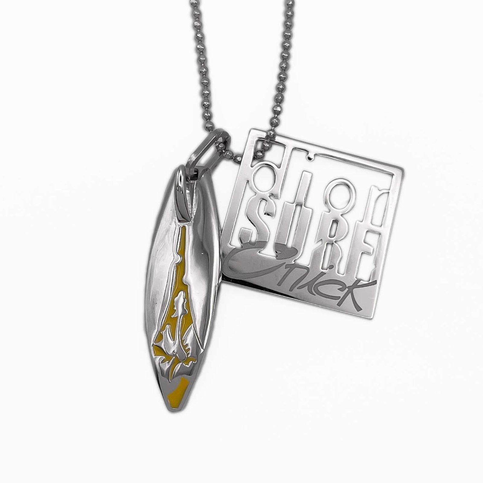 Christian Dior Surf Chick Logo Plate Surfboard Necklace Pendant With Replacement Cord Silver Women'S (1 of 8)