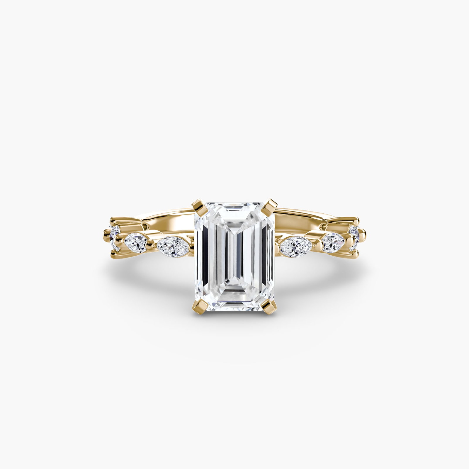 Pave Emerald 14Kt Yellow Gold Ring Setting - 2
