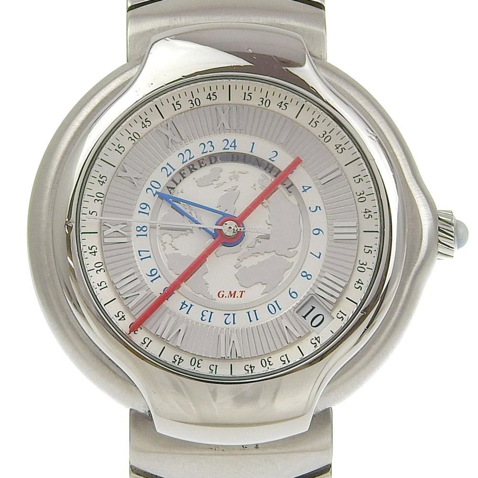 Wristwatch of Dunhill: Wristwatch of Dunhill Stainless steel case and band complement the crisp white dial, while a self-winding automatic movement powers the timepiece. The 36mm diameter case fits comfortably on wrists up