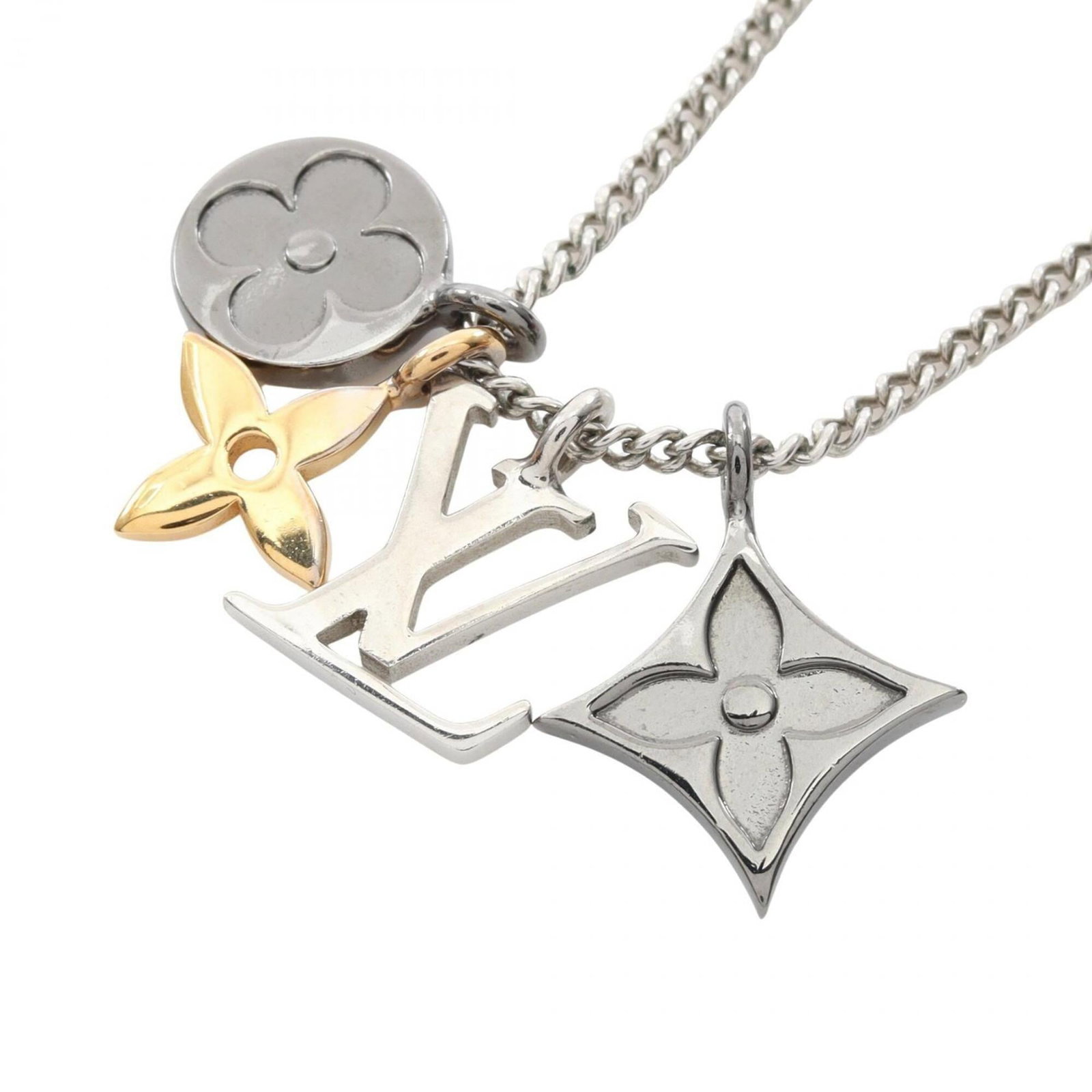 Louis Vuitton Lv Instinct Pendant Necklace Stainless Steel Gold Plated (Gp) Women'S Silver/ Gold: Louis Vuitton Lv Instinct Pendant Necklace Stainless Steel Gold Plated (Gp) Women'S Silver/ Gold Stainless steel and gold plating come together in the Louis Vuitton Lv Instinct Pendant Necklace, a