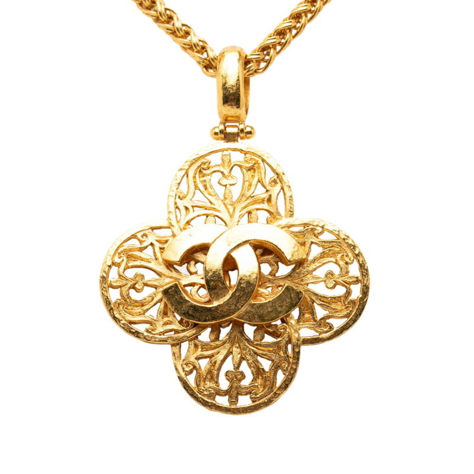Chanel Vintage Coco Mark Long Necklace Gold Plated Women'S Chanel: Chanel Vintage Coco Mark Long Necklace Gold Plated Women'S Chanel Gold Plated Chanel Necklace Features a 57.5mm x 57mm Pendant, Available in 80 cm / 31.49'' Length, Signed by Artist, and Made from
