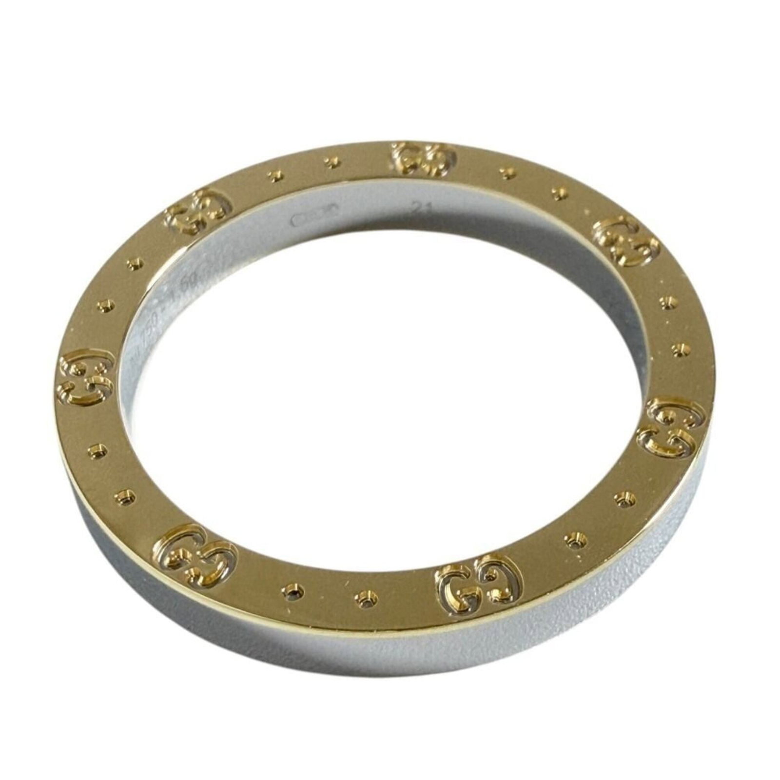 Ring Band Stainless Steel Gucci Yellow Gold 18K: Ring Band Stainless Steel Gucci Yellow Gold 18K Stainless steel and 18K yellow gold come together in this Gucci band ring, crafted with a durable stainless steel base and adorned with a touch of