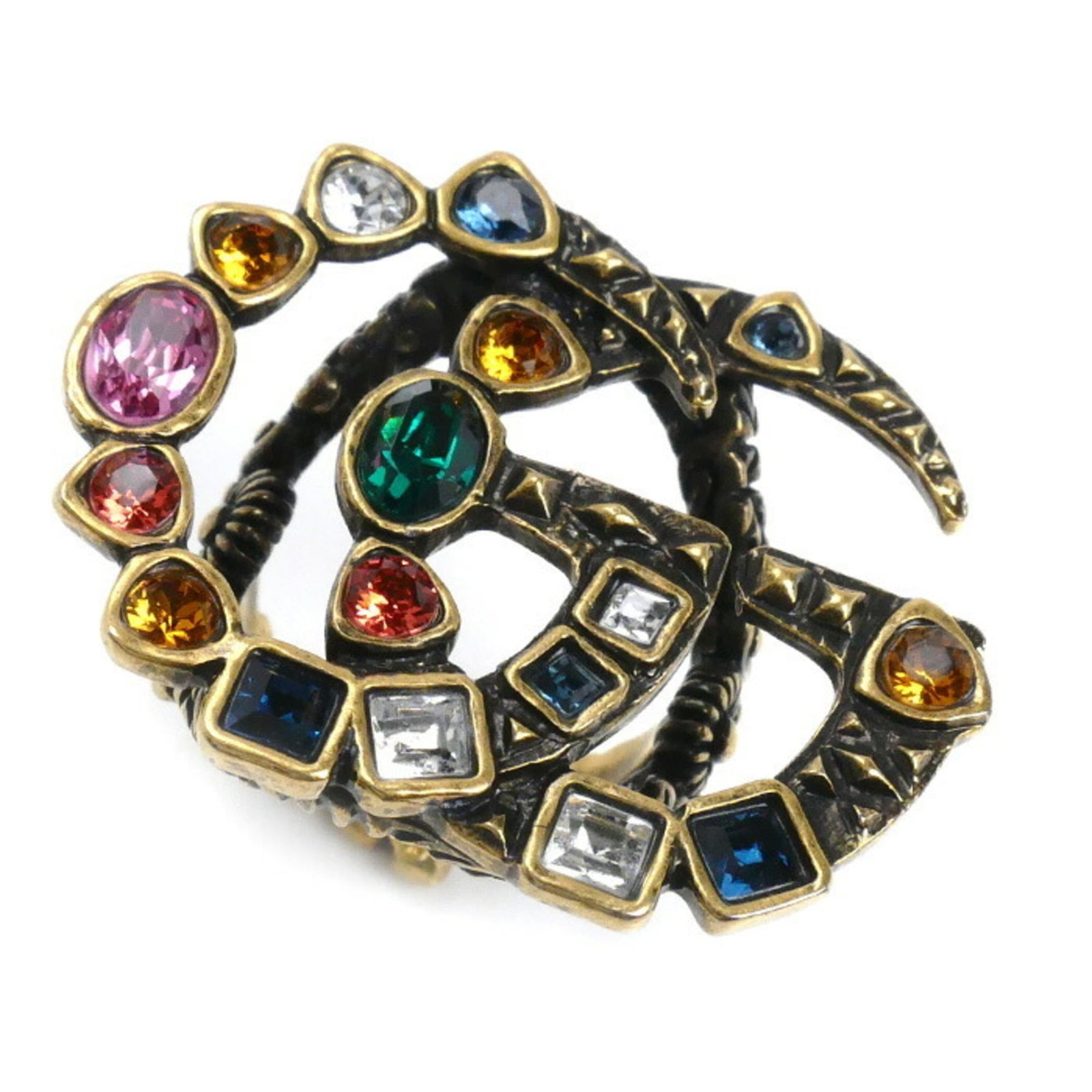Gucci Band Ring: Gucci Band Ring Gold and multi-color Gucci band ring, available in US size 6 and Japanese size 11.5. This stylish accessory features a classic design with a signature from the artist, adding an extra