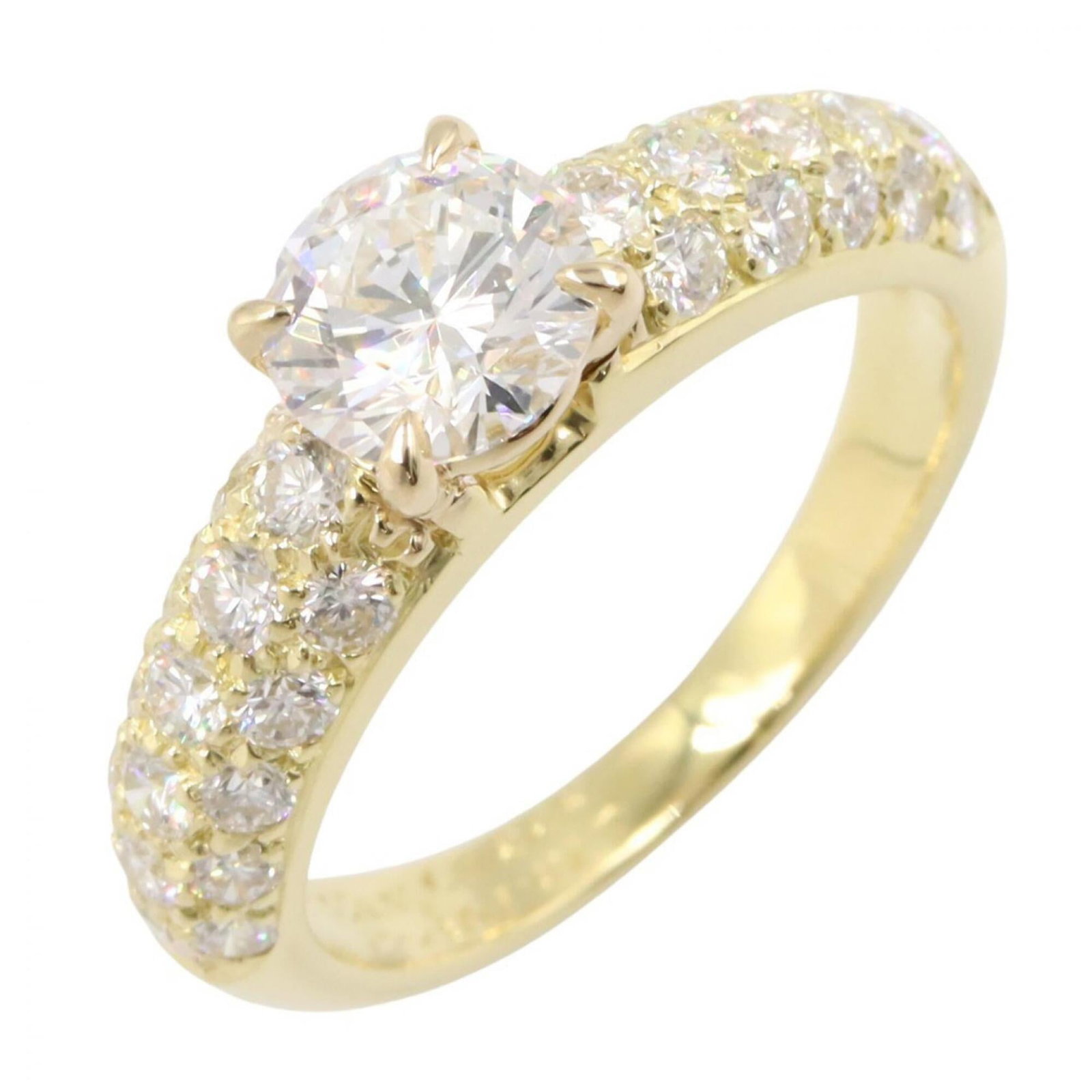 Van Cleef Arpels yellow gold band ring: Van Cleef Arpels yellow gold band ring Yellow gold band ring from Van Cleef & Arpels, featuring clear diamonds and 18K yellow gold construction. This US size 5 and JP size 9 ring showcases the