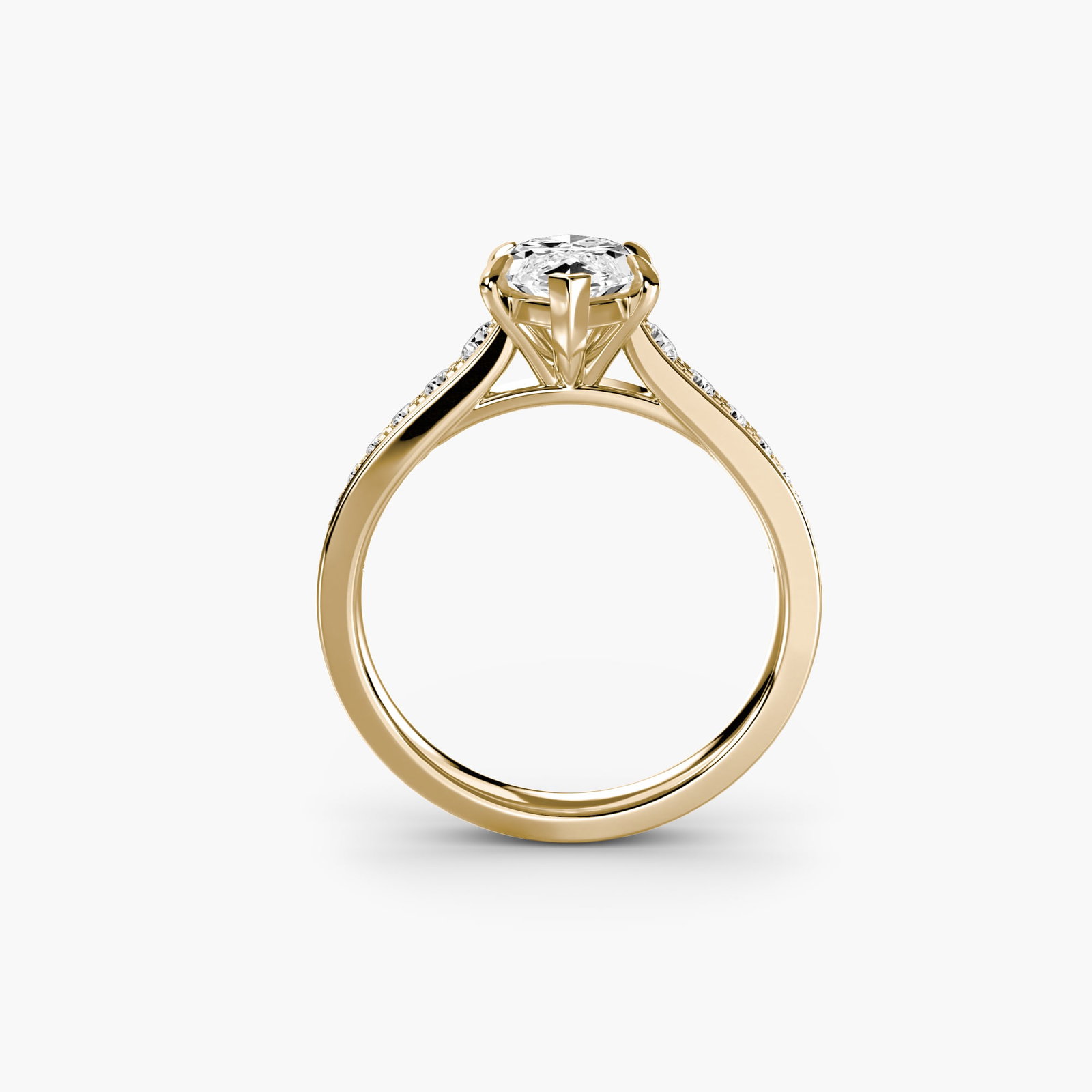 Pave Marquise 14Kt Yellow Gold Ring Setting: Pave Marquise 14Kt Yellow Gold Ring Setting Pave marquise ring setting in 14Kt yellow gold, featuring 16 side stones totaling 0.283 carats. This new ring boasts a sleek design with a 2.4mm band width