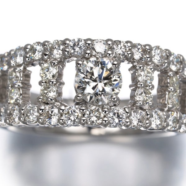Diamond 0.375Ct/ 0.72Ct Openwork Ring 900 Platinum - 2