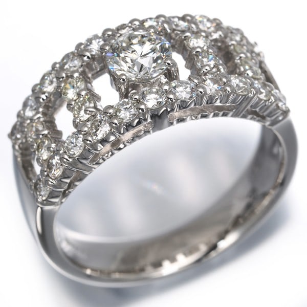 Diamond 0.375Ct/ 0.72Ct Openwork Ring 900 Platinum - 3