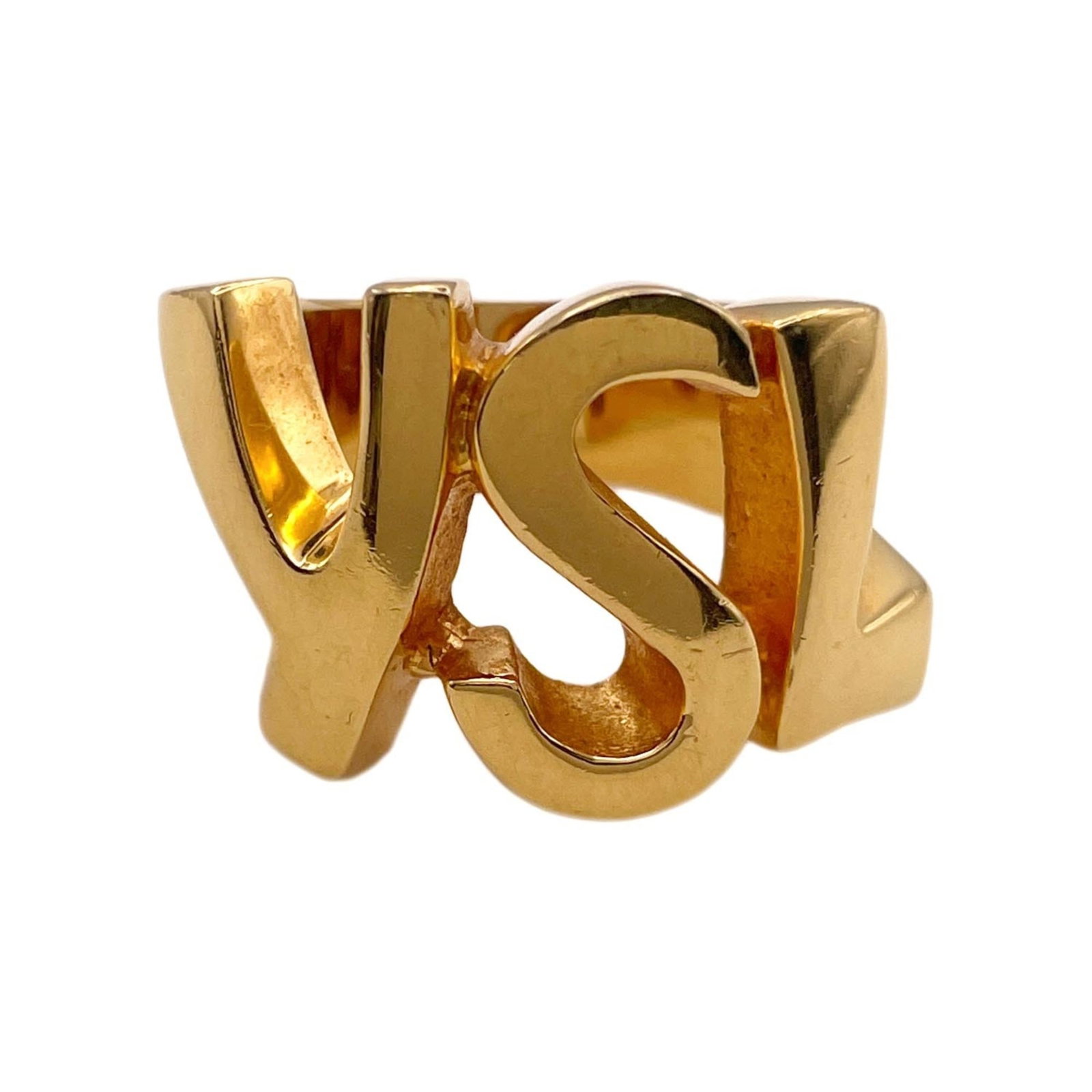 Saint Laurent Metal Band Ring Yves: Saint Laurent Metal Band Ring Yves Yves Saint Laurent Metal Band Ring Yves boasts a sleek gold metal design with a width of 15mm, making it a statement piece for any wrist. This vintage band ring