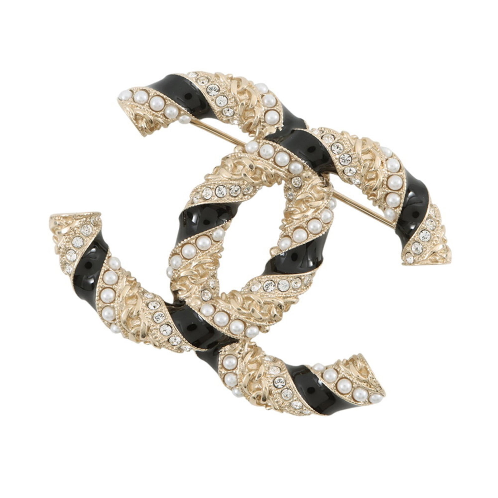 Rhinestone Brooch Chanel: Rhinestone Brooch Chanel Rhinestone Brooch Chanel bears a signature. Made from rhinestones and measuring 3.7cm x 5cm, this gold brooch features the MPN AB5776. Its French origin adds to its