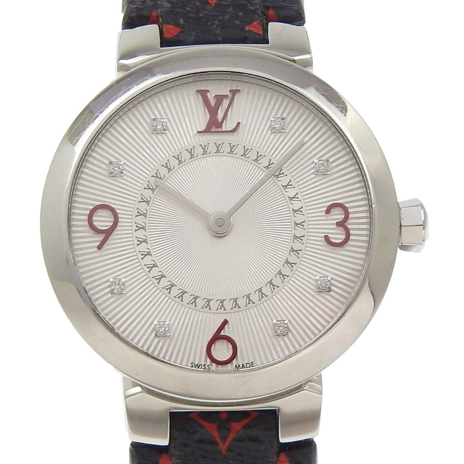 Louis Vuitton Wristwatch: Louis Vuitton Wristwatch Stainless steel case and leather band make for a sleek, versatile timepiece. The silver dial adds a touch of sophistication to this Louis Vuitton wristwatch, which features a
