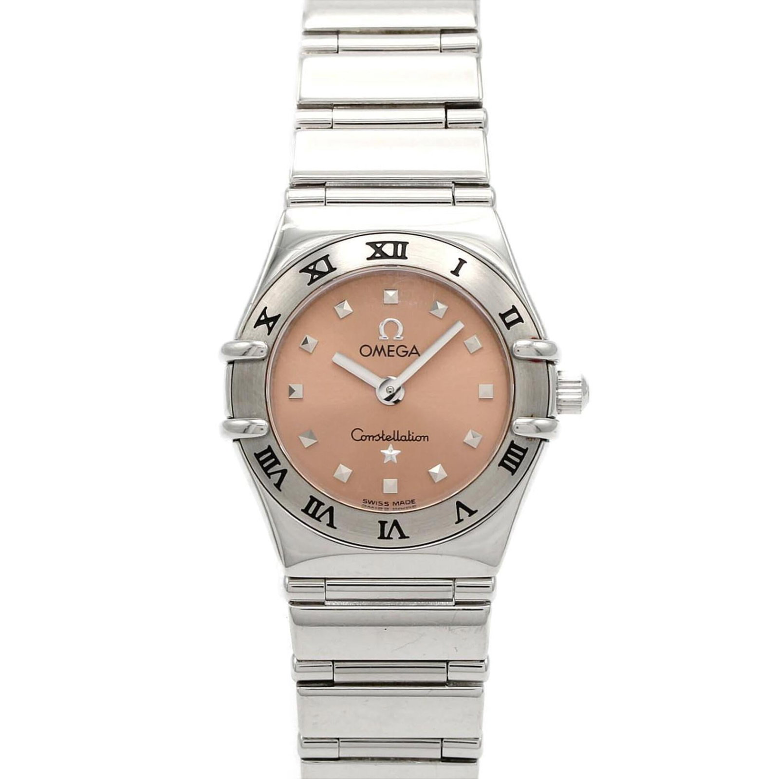 Wristwatch of Omega: Wristwatch of Omega Stainless steel case and band provide a sleek, modern look for the Omega MPN 1561.61 wristwatch, featuring a pink dial that adds a touch of elegance to its overall design. With a