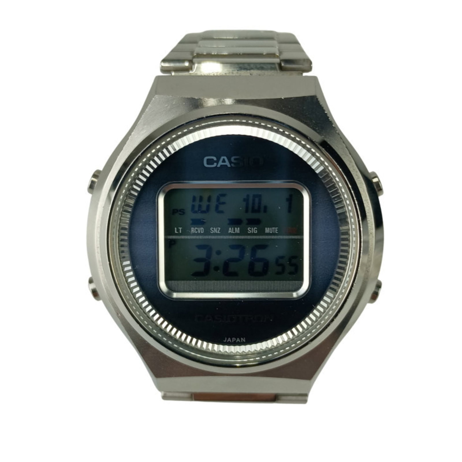 Wristwatch By Casio: Wristwatch By Casio Stainless steel and black digital display make for a sleek and modern timepiece, with radio wave control solar technology allowing for long-lasting power. This Casio wristwatch