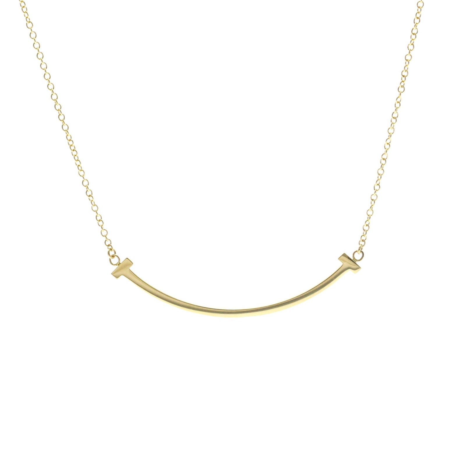 Tiffany T Smile Necklace Small Yellow Gold (18K) No Stone Menwomen Fashion Pendant Necklace (Gold): Tiffany T Smile Necklace Small Yellow Gold (18K) No Stone Menwomen Fashion Pendant Necklace (Gold) Small Yellow Gold (18K) Tiffany T Smile Necklace Pendant Necklace for Men and Women, measuring