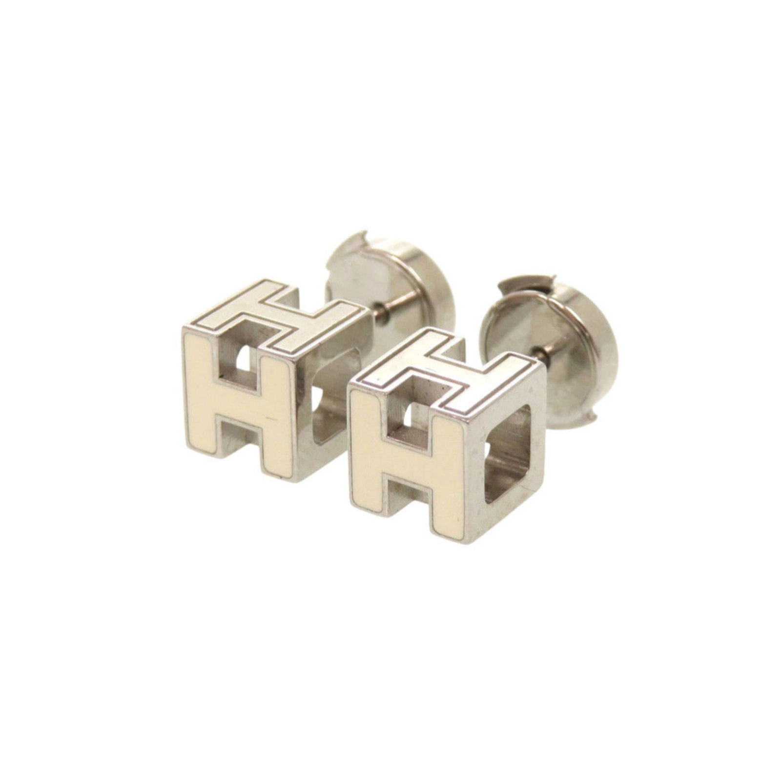 Metal earrings by Hermes Stud: Metal earrings by Hermes Stud Item Specifics: Brand: Hermes Line: Cage d'h Type: Stud earrings Gender: Women Material: Metal Color: Ivory Size (HxWxD): 8.00mm x 8.00mm / 0.31'' x 0.31'' Product
