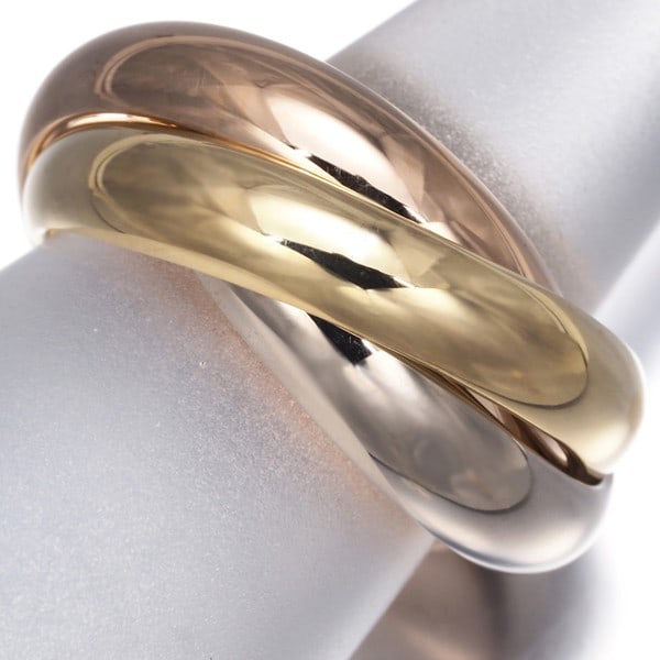 Ring Cartier Trinity 3Color Eu51 18K 750 Yellow White Rose Gold: Ring Cartier Trinity 3Color Eu51 18K 750 Yellow White Rose Gold Cartier Trinity ring in multi-tone gold, featuring 18k yellow, white, and rose gold. This elegant ring boasts a unique three-color