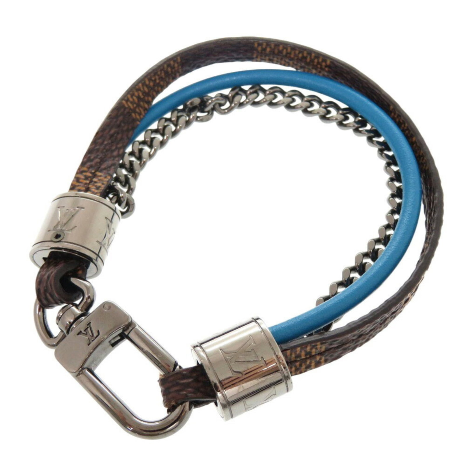 Louis Vuitton Charm Bracelet Damier Canvas Leather: Louis Vuitton Charm Bracelet Damier Canvas Leather Damier Canvas and leather come together in this iconic Louis Vuitton charm bracelet, crafted with 19cm / 7.48'' length. The blue and brown Damier pat