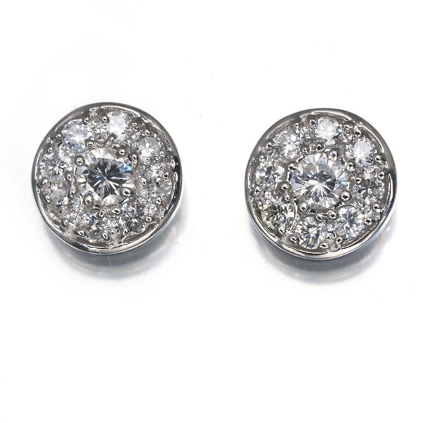Diamond 0.32Ct/ 0.32Ct Circle Paved Earrings 850 Platinum: Diamond 0.32Ct/ 0.32Ct Circle Paved Earrings 850 Platinum Diamond 0.32ct Circle Paved Earrings 850 Platinum - Exquisite Stud Earrings with Natural Diamond Accents, Set in High-Quality 850 Platinum Met
