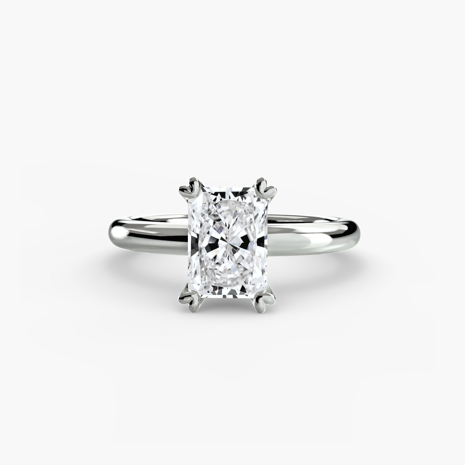 Solitaire Radiant 14Kt White Gold Ring Setting - 2