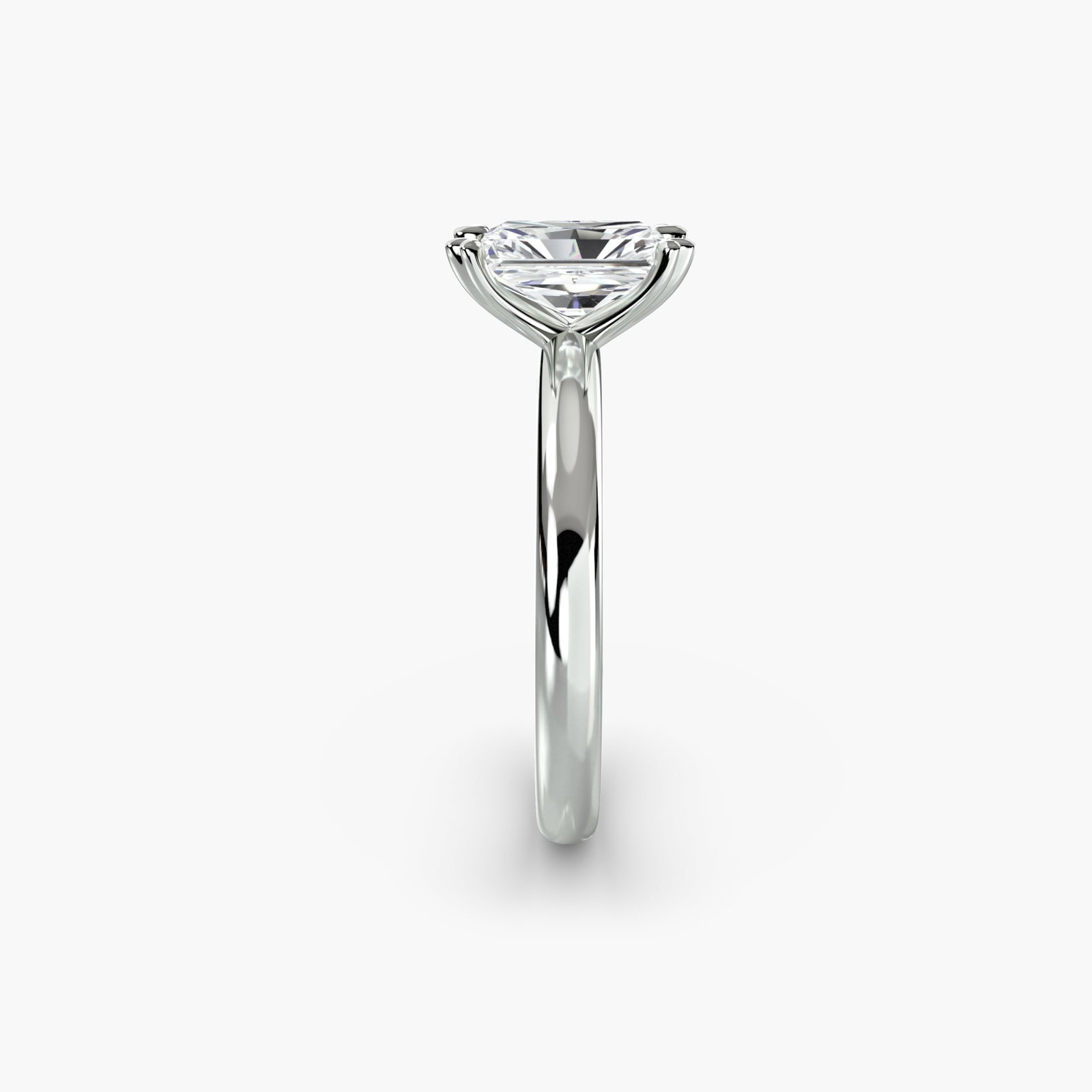 Solitaire Radiant 14Kt White Gold Ring Setting - 3