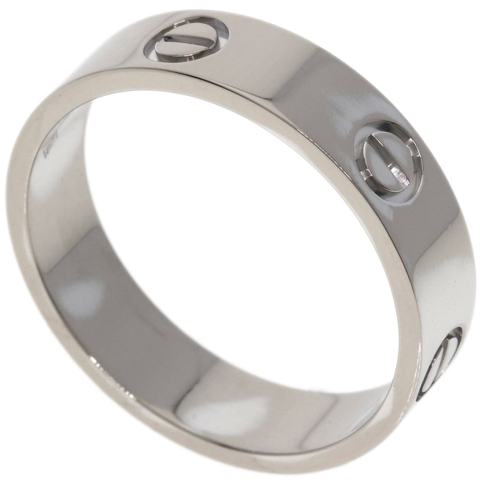 Gold White Ring Cartier Band: Gold White Ring Cartier Band White gold (18K) Cartier band ring with a sleek design, featuring a classic style that suits women's fashion. This US size 10.5 and JP size 22 ring is crafted from