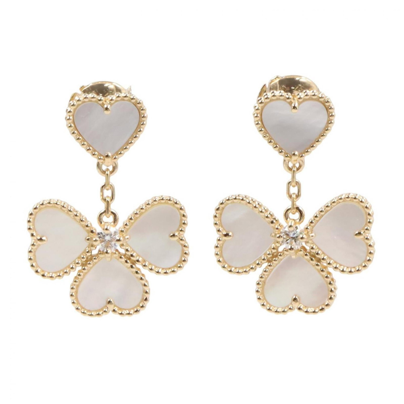 Van Cleef & Arpels Stud Earrings Mother Of Pearl Yellow Gold (18K): Van Cleef & Arpels Stud Earrings Mother Of Pearl Yellow Gold (18K) Stud earrings featuring mother of pearl and yellow gold (18K) details. The white mother of pearl and yellow gold (18K) combine in a
