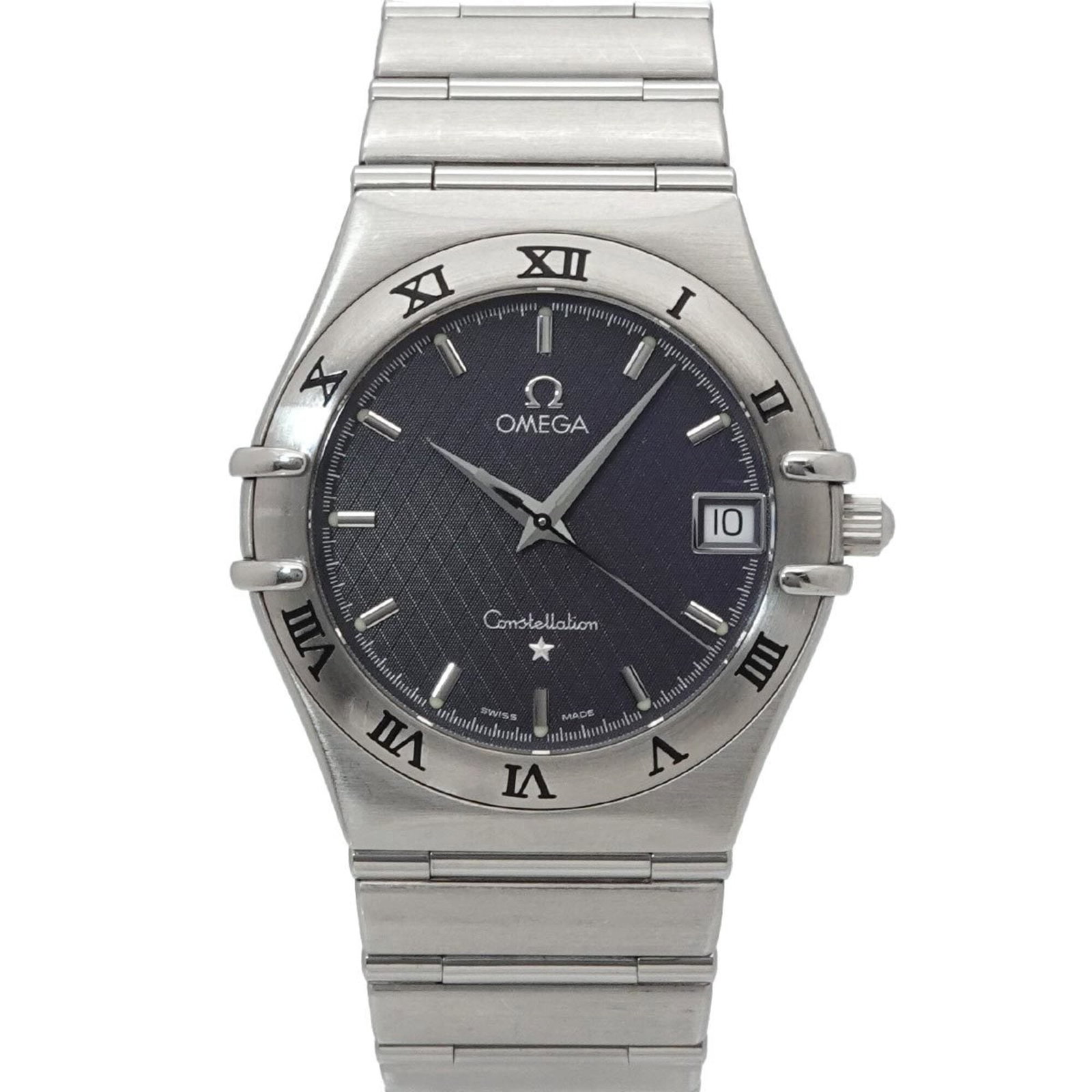 Wristwatch of Omega: Wristwatch of Omega Stainless steel case and band provide a sleek, modern look for women. The black quartz movement powers a reliable timepiece with a 23mm diameter case that fits wrists up to 14cm
