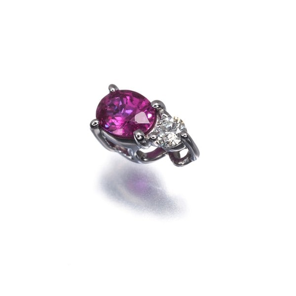 Ruby 0.40Ct Diamond 0.05Ct Pendant 1000 Platinum - 2