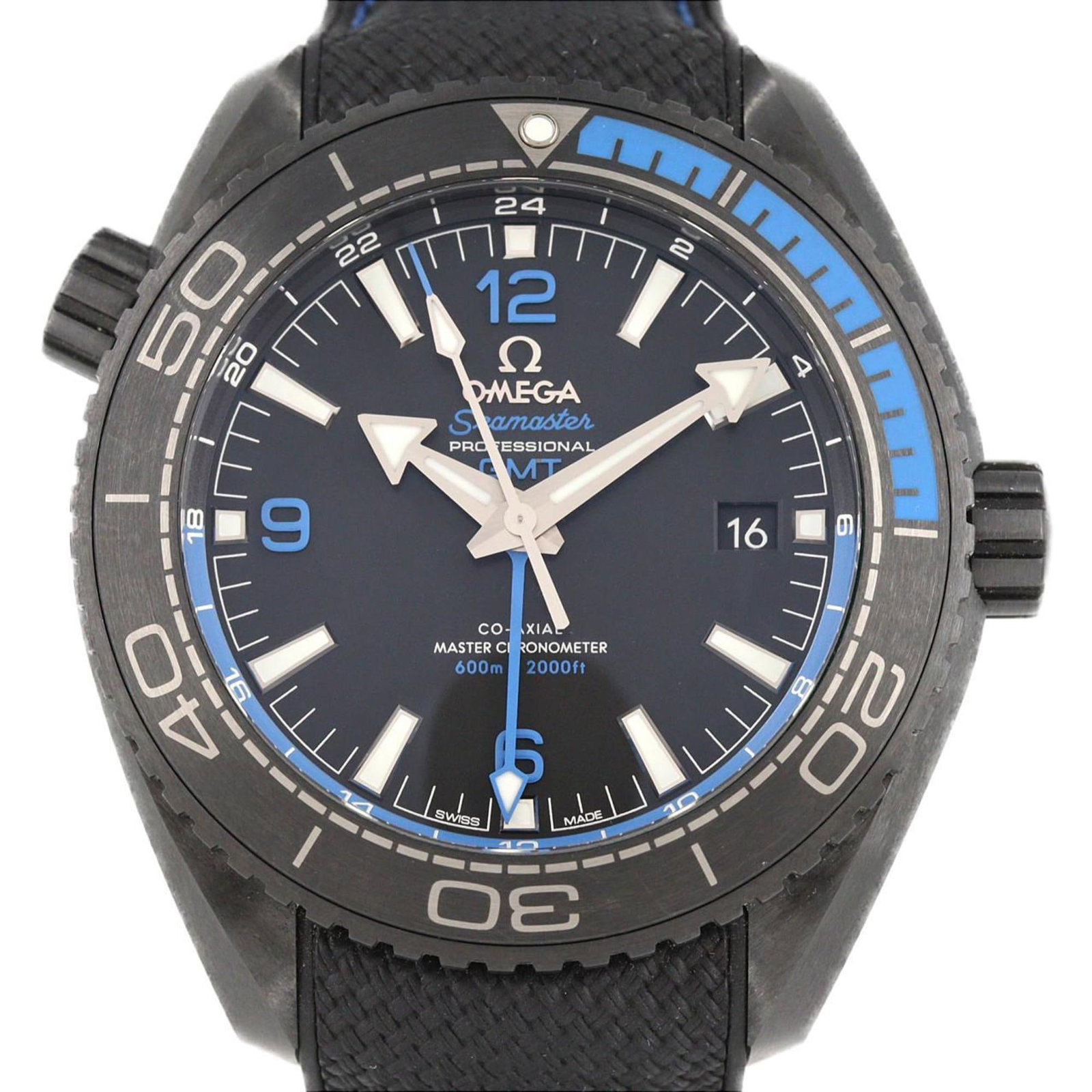 Wristwatch of Omega: Wristwatch of Omega Ceramic case, black dial, and self-winding automatic movement make this Omega wristwatch a distinctive timepiece. The 46mm diameter provides a substantial presence on the wrist,