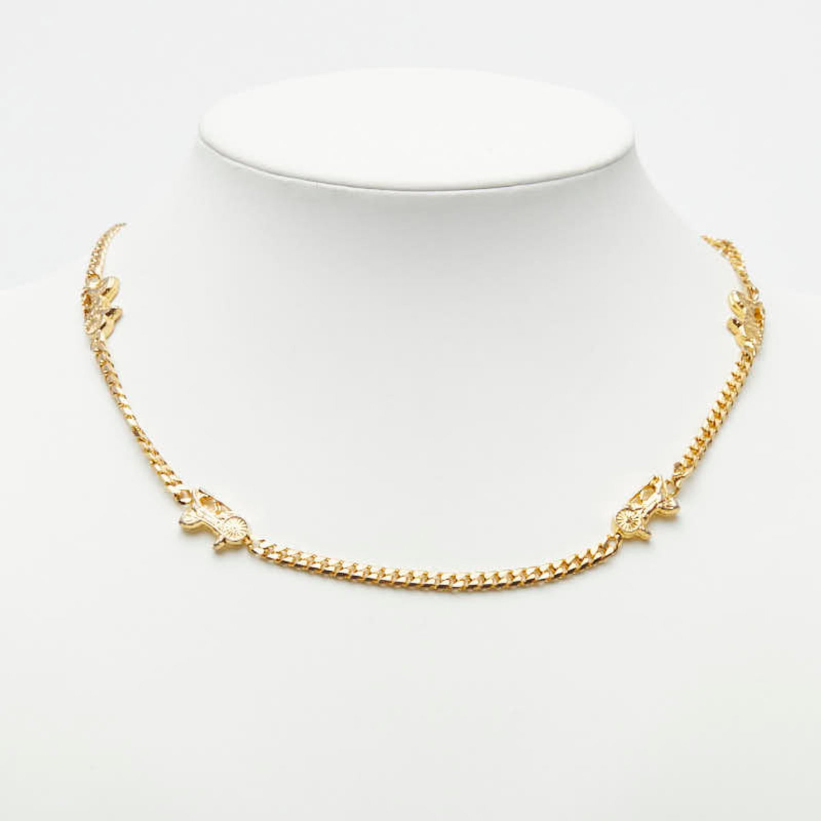 Celine Vintage Horse-Drawn Carriage Motif Necklace Gold Plated For Women. (1 of 5)