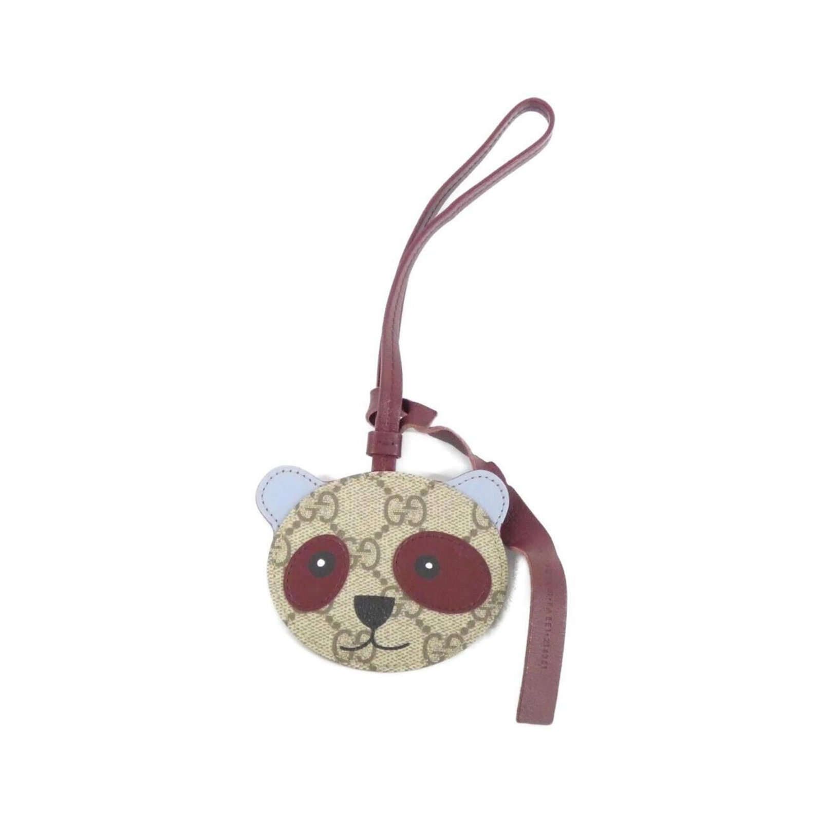 Gucci leather handbag charm: Gucci leather handbag charm Canvas and leather materials create a unique texture, while the beige and dark brown color combination adds depth to this Gucci handbag charm. The signature bears a