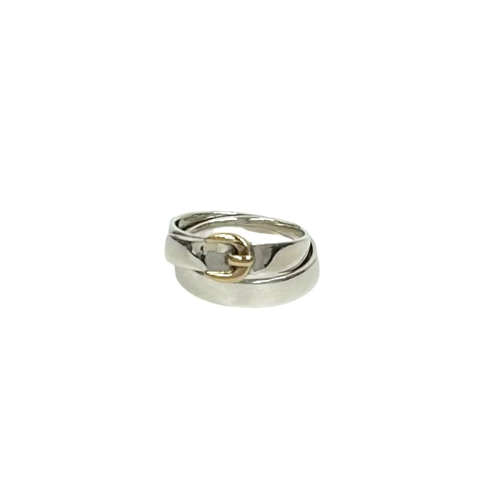 Gold ring band silver 18K 925 Hermes: Gold ring band silver 18K 925 Hermes 18K gold and silver band ring from Hermes, featuring a unique combination of luxury materials. This elegant piece boasts a classic design with a US size 4.5 and